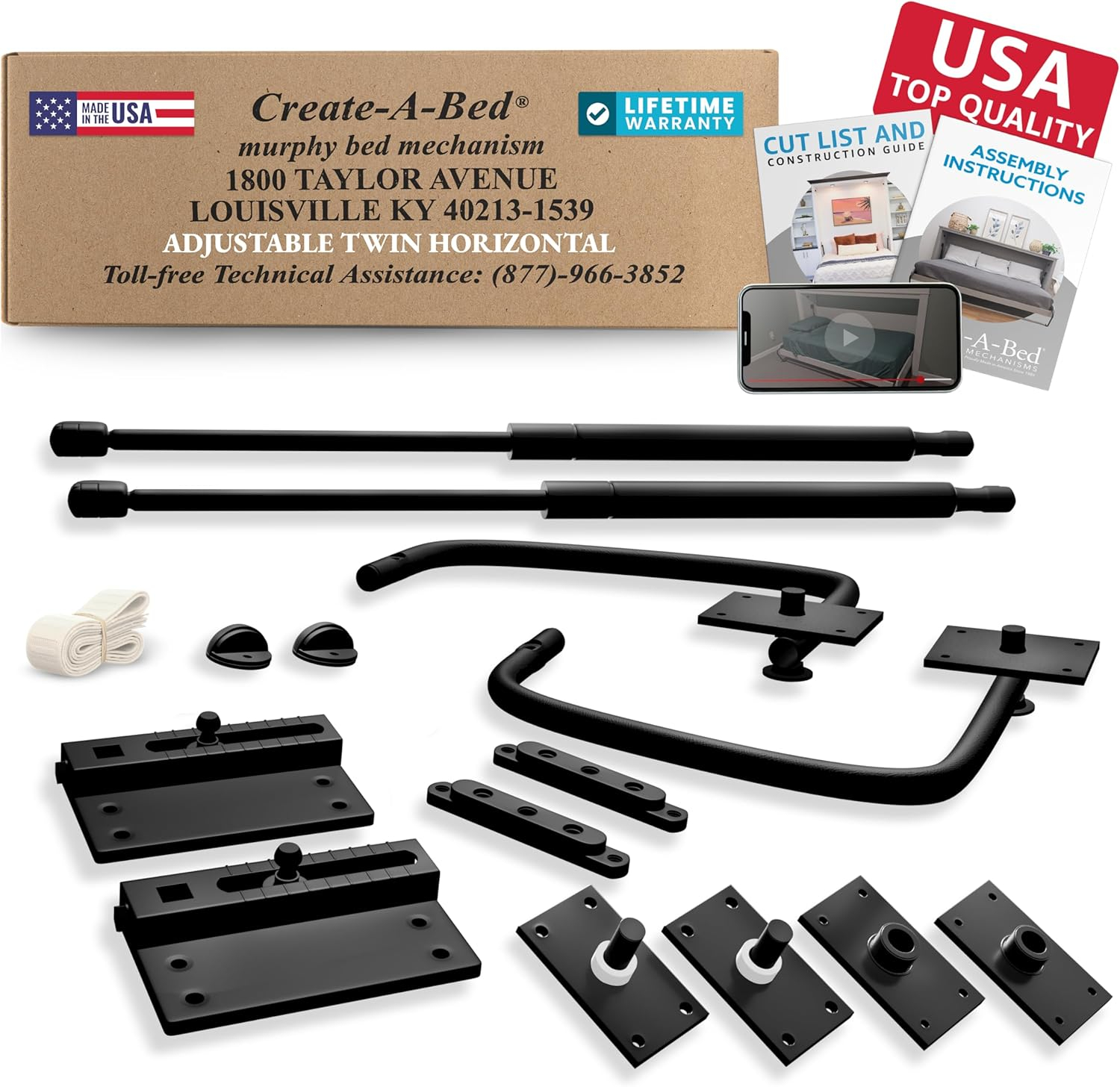 Create-A-Bed Twin Size Deluxe Murphy Bed Kit, Vertical