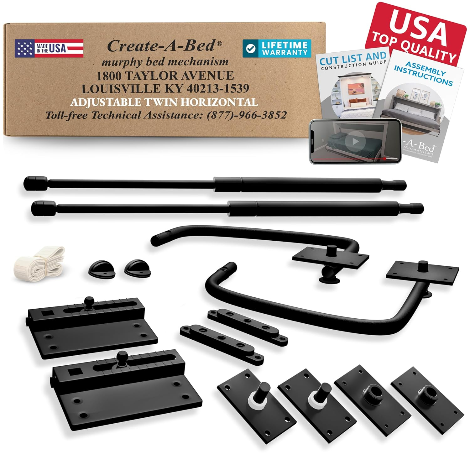 Create-A-Bed Twin Size Deluxe Murphy Bed Kit, Vertical