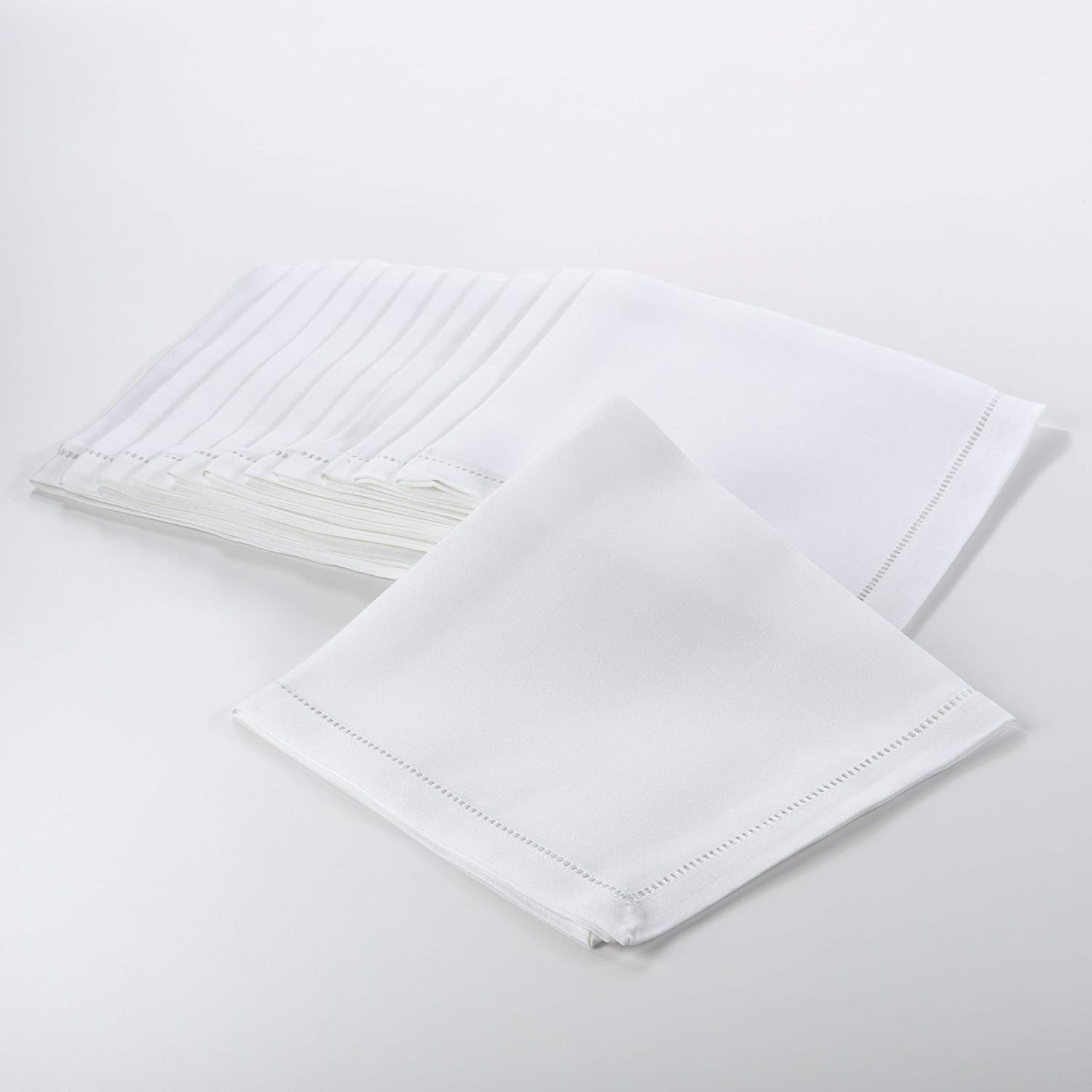 Saro Lifestyle Napkin With Hemstitch Border Design (Set of 12), 22"x22", White