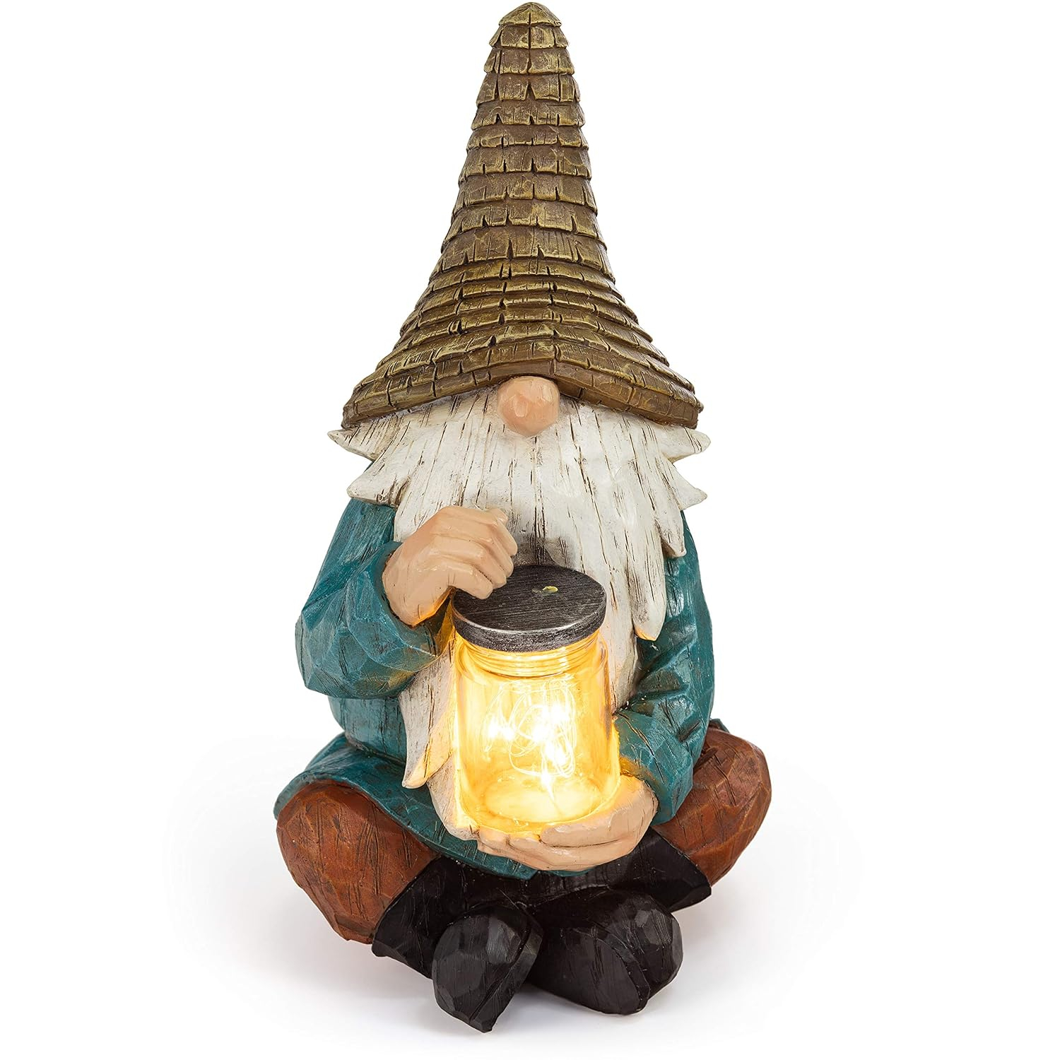 VP Home Firefly Jar Gnomes - Outdoor Garden Gnome with Solar Light - Durable Garden Decorations for Yard, Lawn, Patio - 10.5H x 7W x 5.5D - Weather-Resistant Gnome Statue