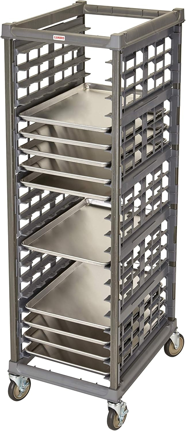 Cambro UPR1826F20580 Camshelving Ultimate Sheet Pan Rack - Full Size 20 Pan Capacity with Zinc Casters - Brushed Graphite Case of 1