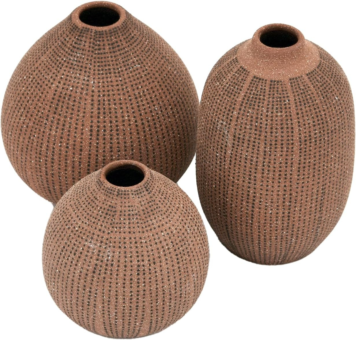 Creative Co-Op Decorative Textured Stoneware Vases, Set of 3, Blush