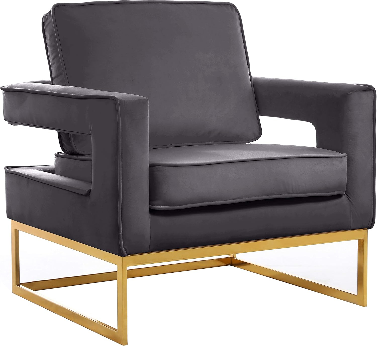 Meridian Furniture Noah Gray Velvet Accent Chair with Gold Iron Base