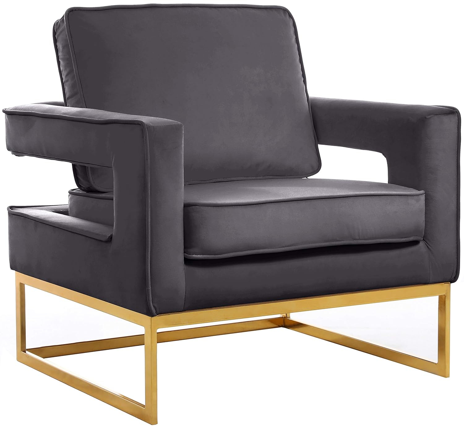 Meridian Furniture Noah Gray Velvet Accent Chair with Gold Iron Base