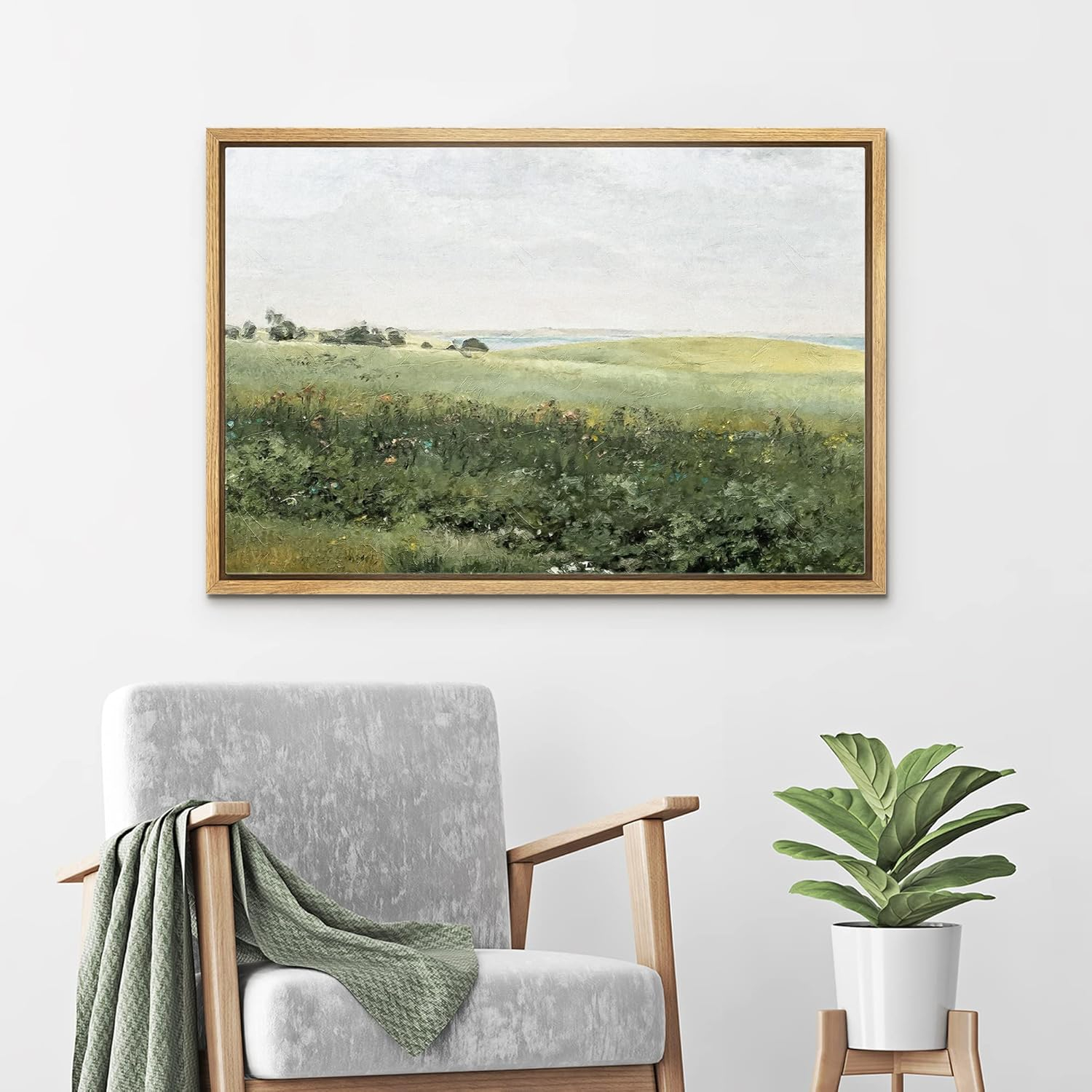 Modern White Framed Landscape Canvas Print, 16x24