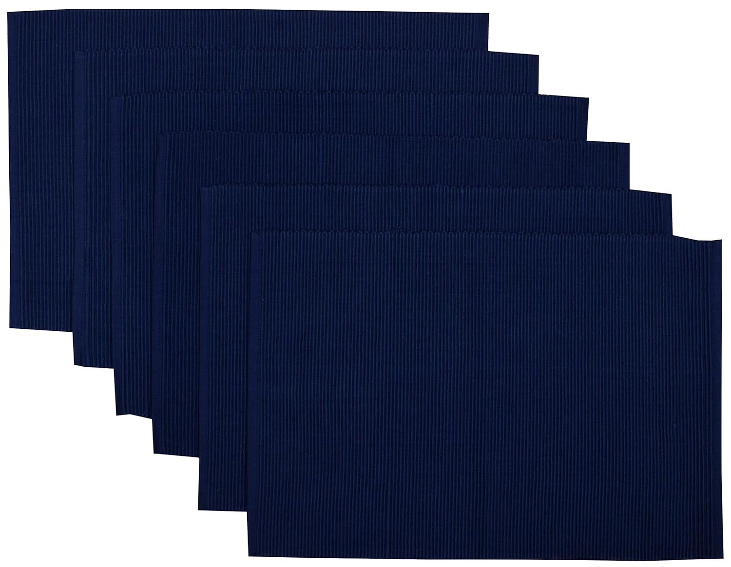 Yourtablecloth Ribbed Cotton Placemats – Placemat with Thicker Construction – Heavy Duty, Eco Friendly & Elegant Large Placemats –Set of 6 –Be it Restaurant or Home – Nautical Blue