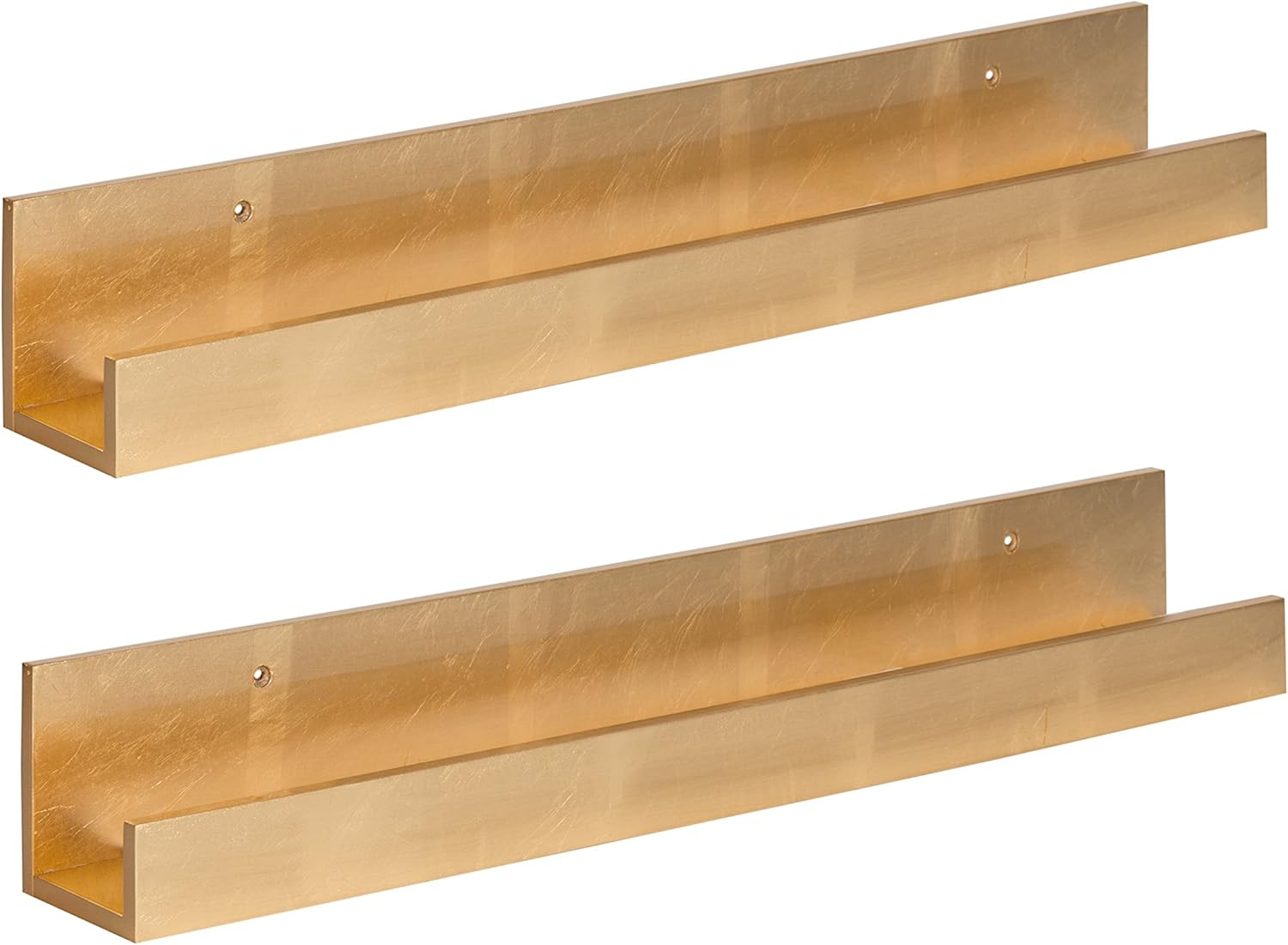 Kate and Laurel Rectangle Floating Shelves, 24", Gold