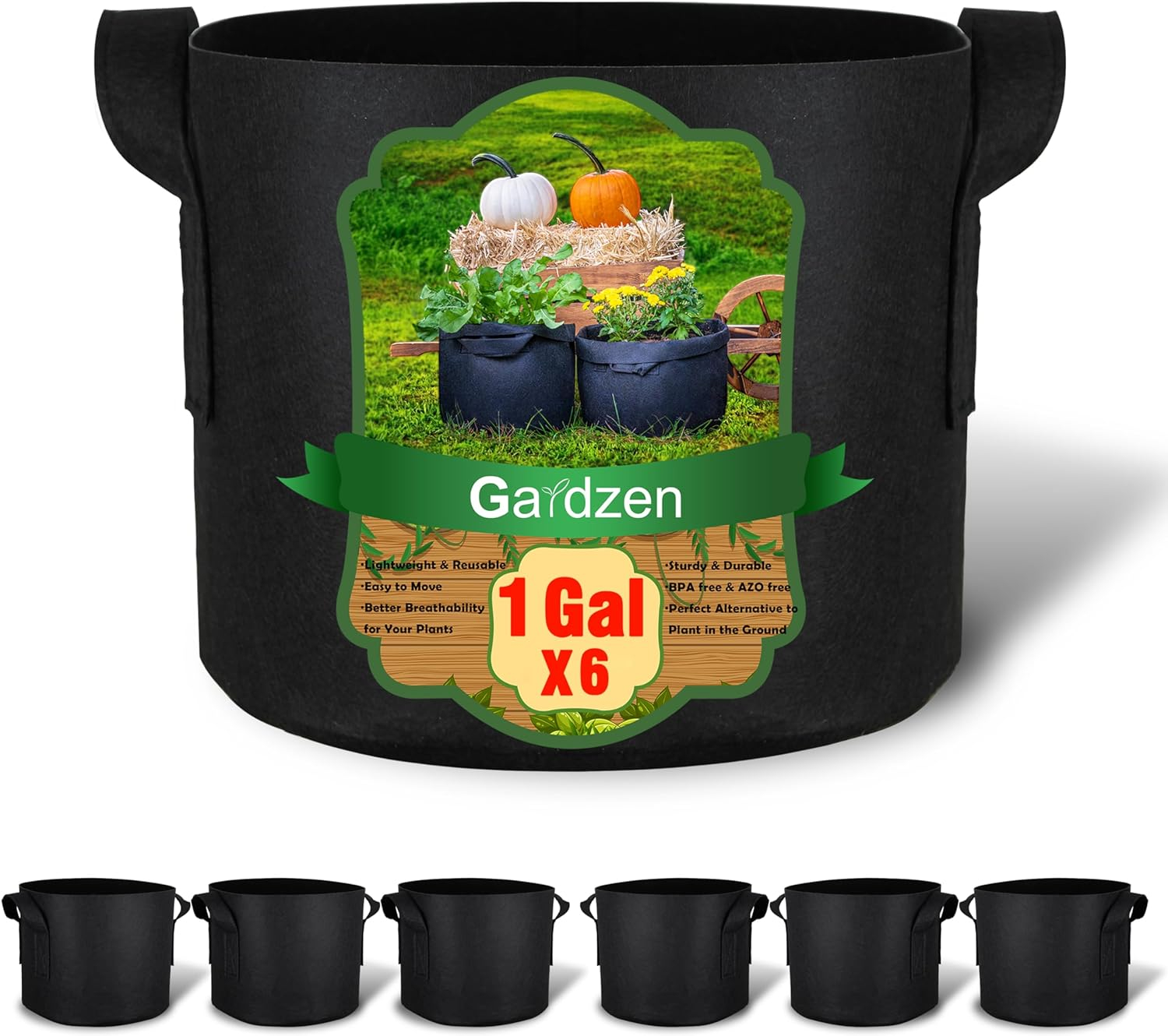 Gardzen 6-Pack 30 Gallon Grow Bags, Aeration Fabric Pots with Handles, Heavy Duty Cloth Pots for Plants