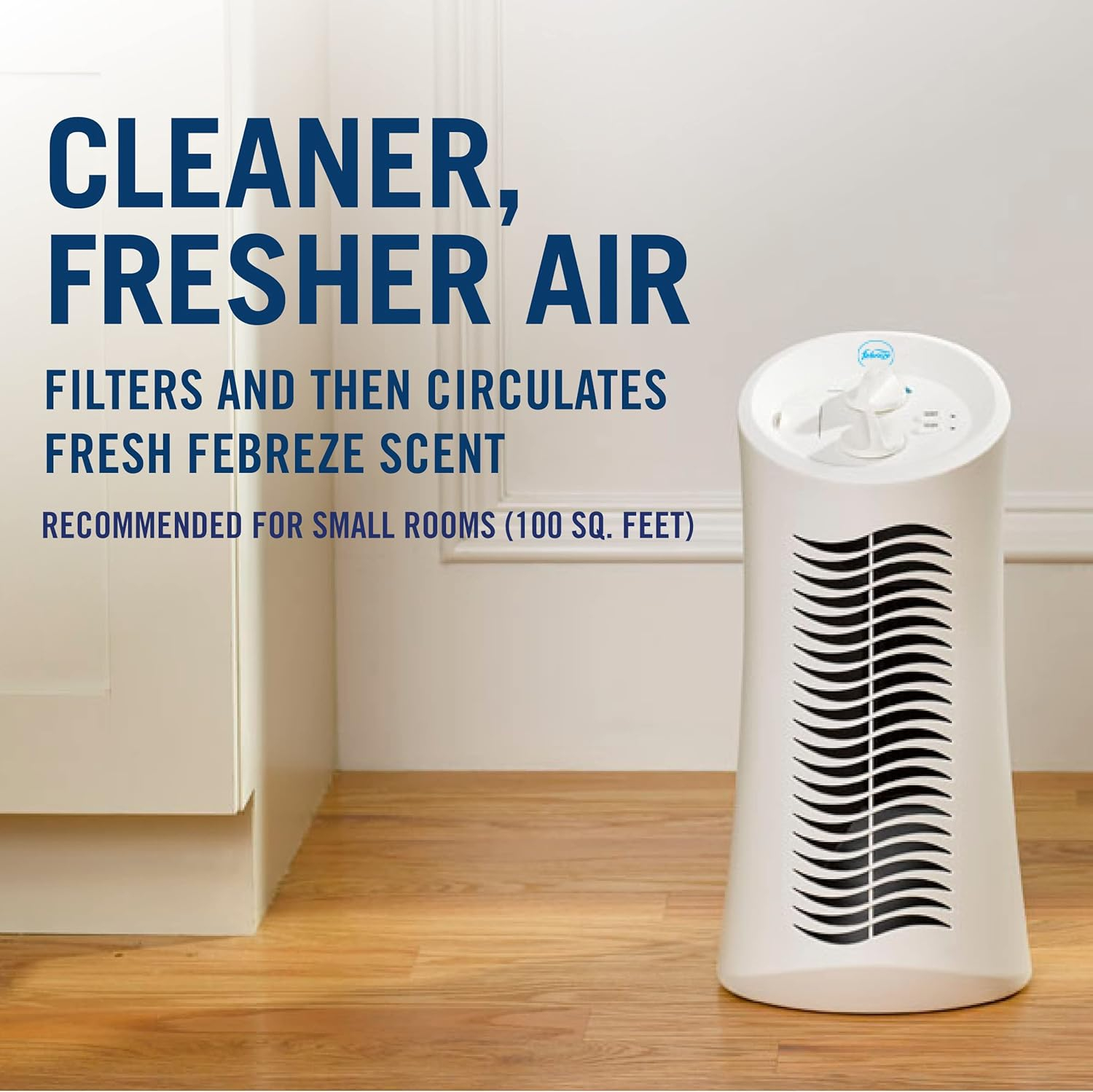 Febreze Mini Tower Air Purifier with Dual-Action HEPA-Type Filter, FHT180W, White