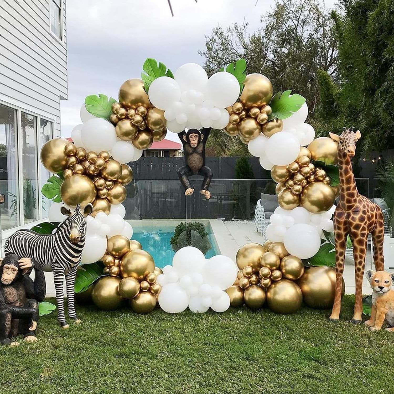 NISOCY White and Gold Balloons Garland Kit, 120PCS White Metallic Gold Confetti Balloon Arch Kit for Birthday Wedding Engagements Graduation Baby Bridal Shower Anniversary Party Decorations