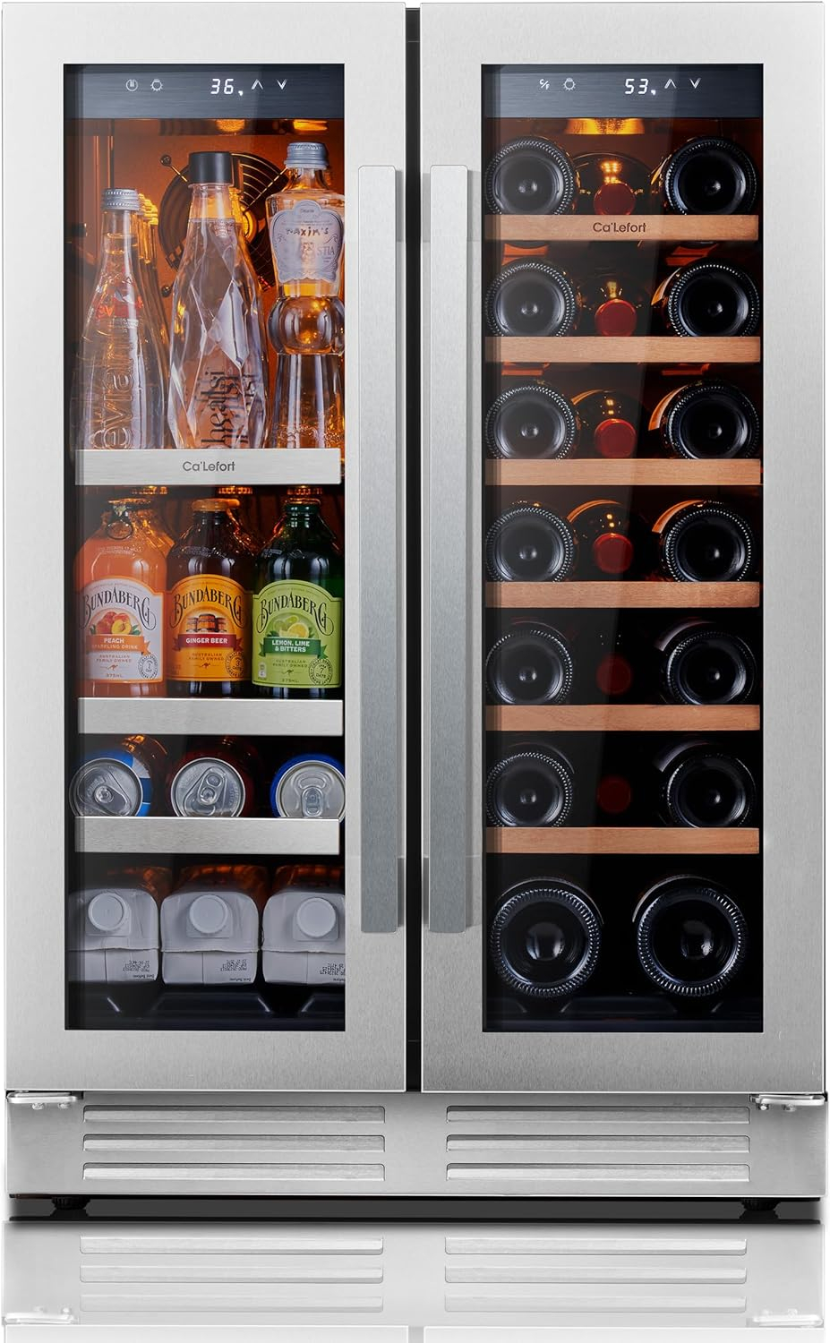 Ca'Lefort 24 Inch Dual Zone Stainless Steel Wine and Beverage Refrigerator