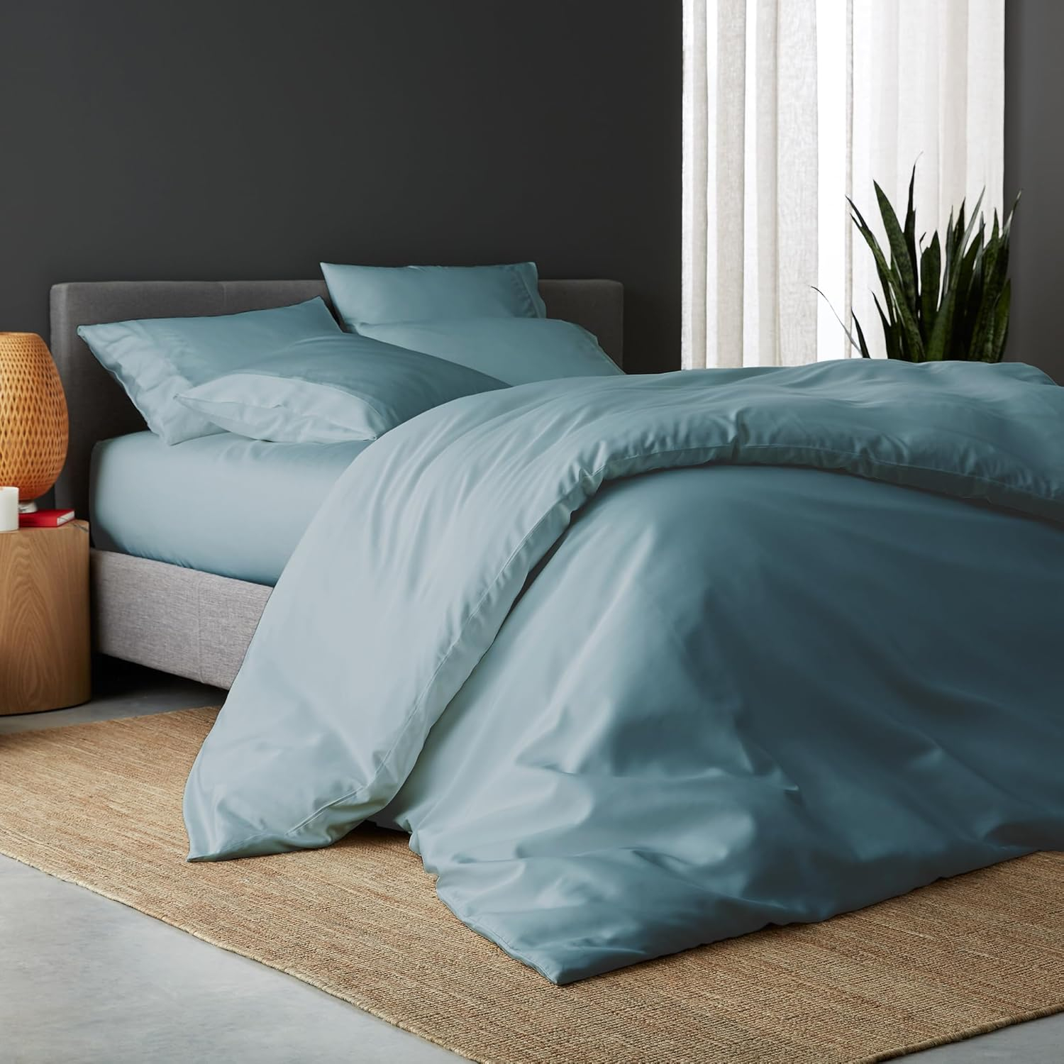 Teal Organic Bamboo Viscose Full/Queen Duvet Cover Set