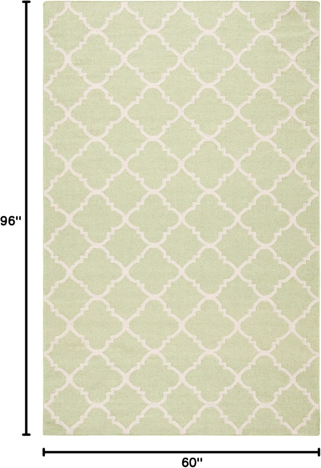 SAFAVIEH Dhurrie Brad Geometric Moroccan Wool Area Rug, Light Green/Ivory, 5' x 8'