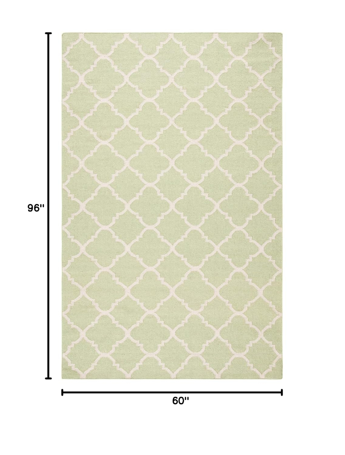 SAFAVIEH Dhurrie Brad Geometric Moroccan Wool Area Rug, Light Green/Ivory, 5' x 8'