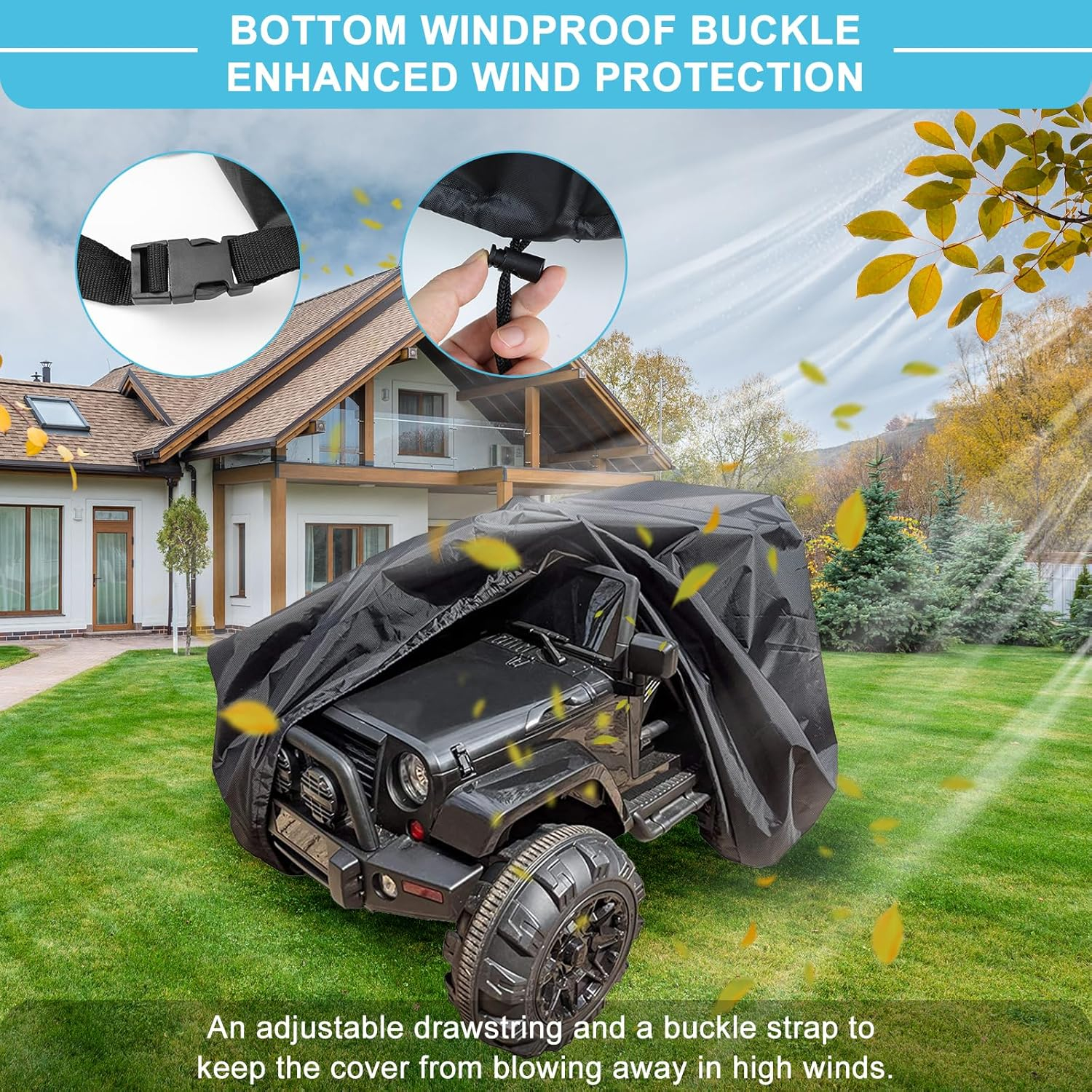 tonhui Large Ride-On Truck Toy Car Cover, Outdoor Cover for Power Wheels, Kids Electric Car Cover Waterproof All Weather Protect Kids Car Toy Vehicles - Universal Fit