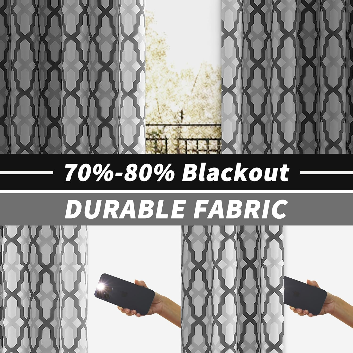 DriftAway Mason Thermal Blackout Grommet Window Curtains Geometric Trellis Pattern 2 Panels