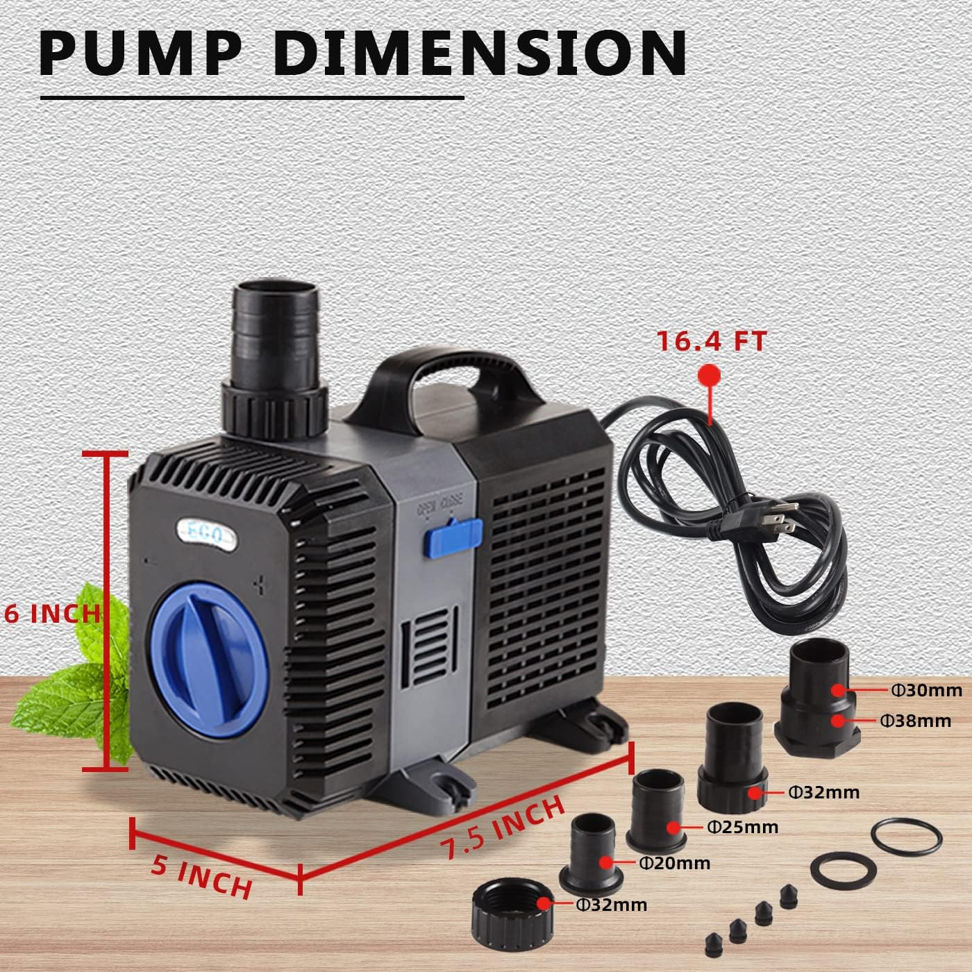 Electric Adjustable Flow Garden Sumbersible Fountain Pond Filter Silent Pump (2100GPH)