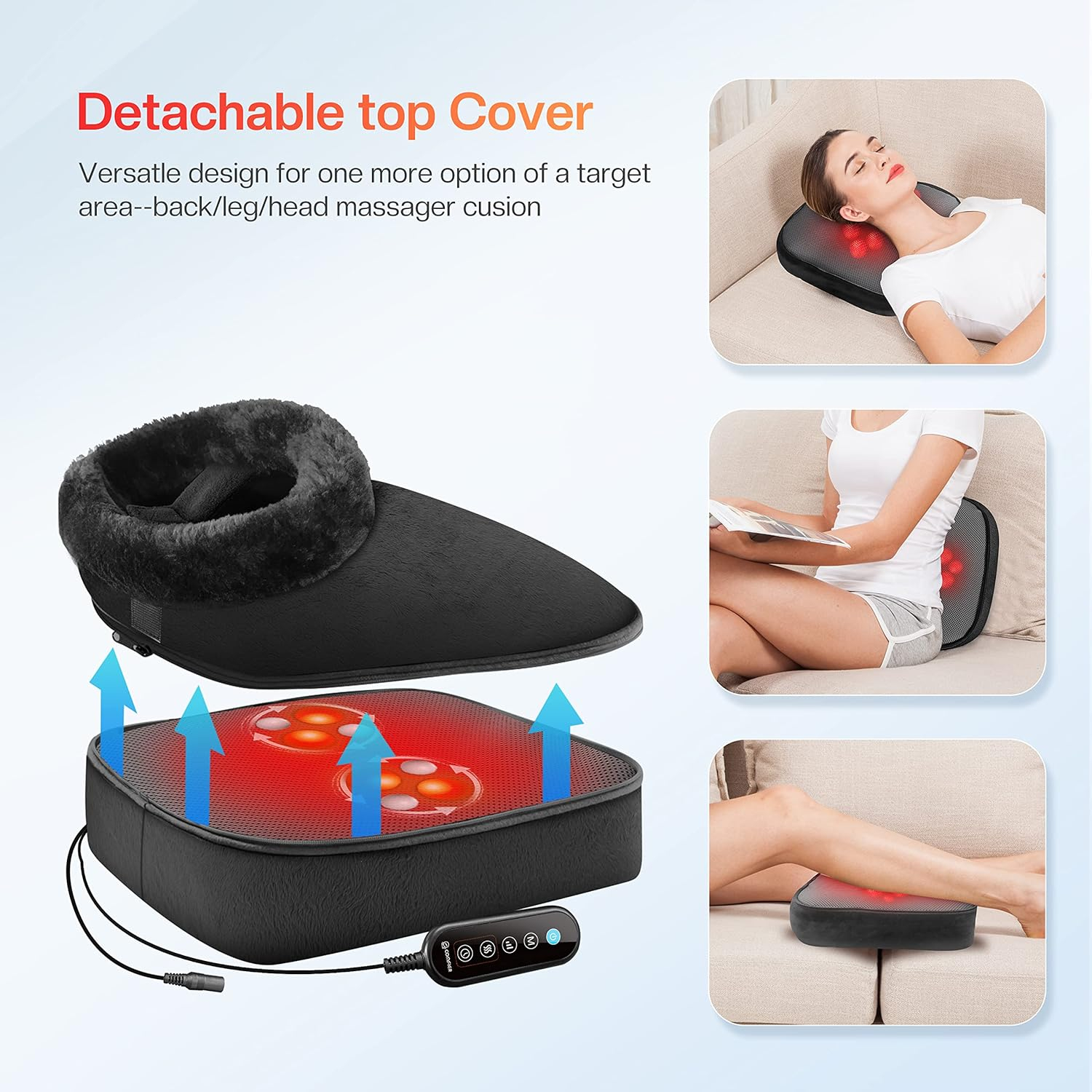 COMFIER Foot Warmer Massager,Gifts for Women,Men,Shiatsu Foot Massager with Heat, Electric Heating Pad for Back Feet,Back Massager for Pain Relief(Black)