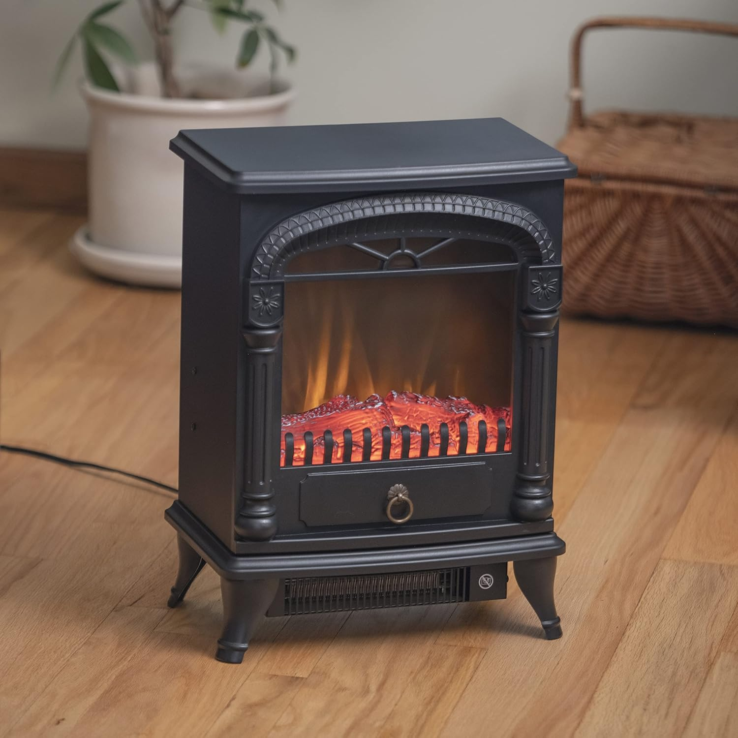 Comfort Zone CZFP4 Ceramic Electric Fireplace Stove Fan-Forced Heater - Black