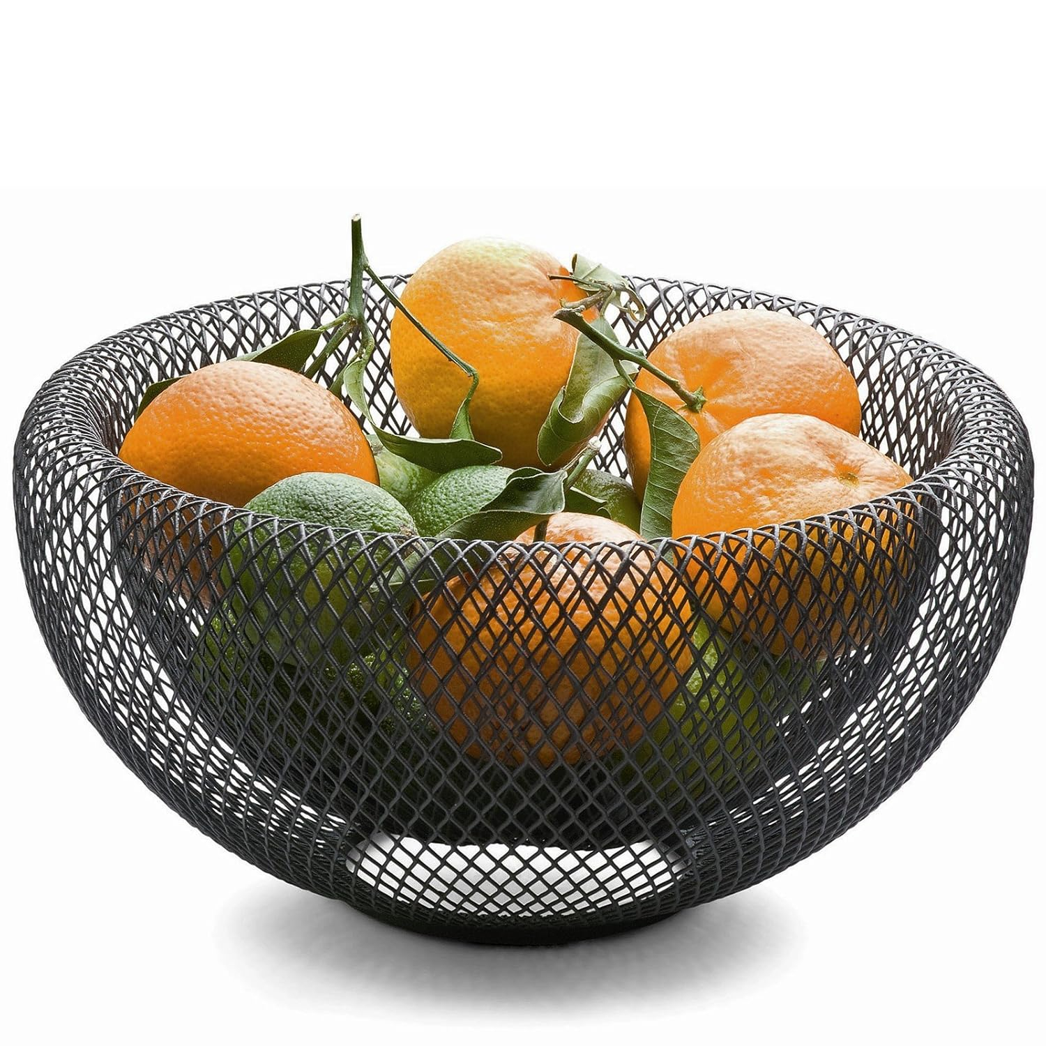 Philippi Bendable Mesh Fruit Bowl Decorative Fruit Basket for Fruits & Vegetables - Metal Bowl for Kitchen Counter Dining Room Table Office, 10' (Black)