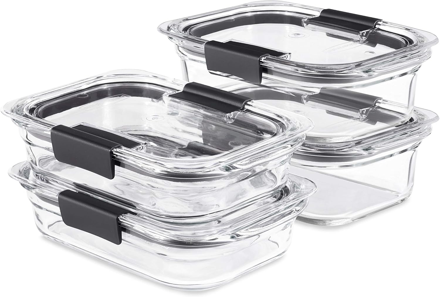 Rubbermaid Brilliance Glass Variety Set of 4 Food Storage Containers with Latching Lids