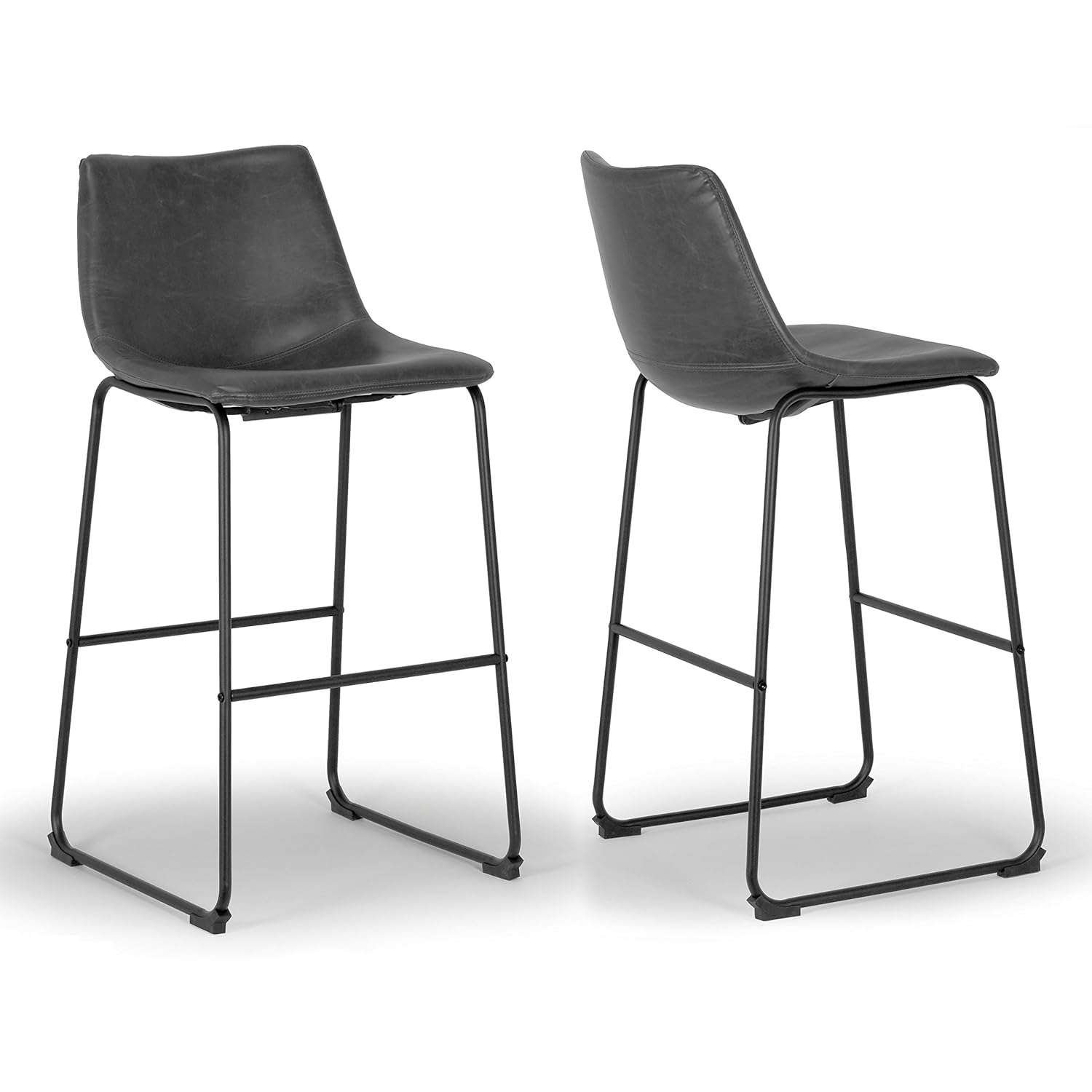 Glamour Home Adan 28.5" Modern Faux Leather Bar Stools in Dark Brown (Set of 2)
