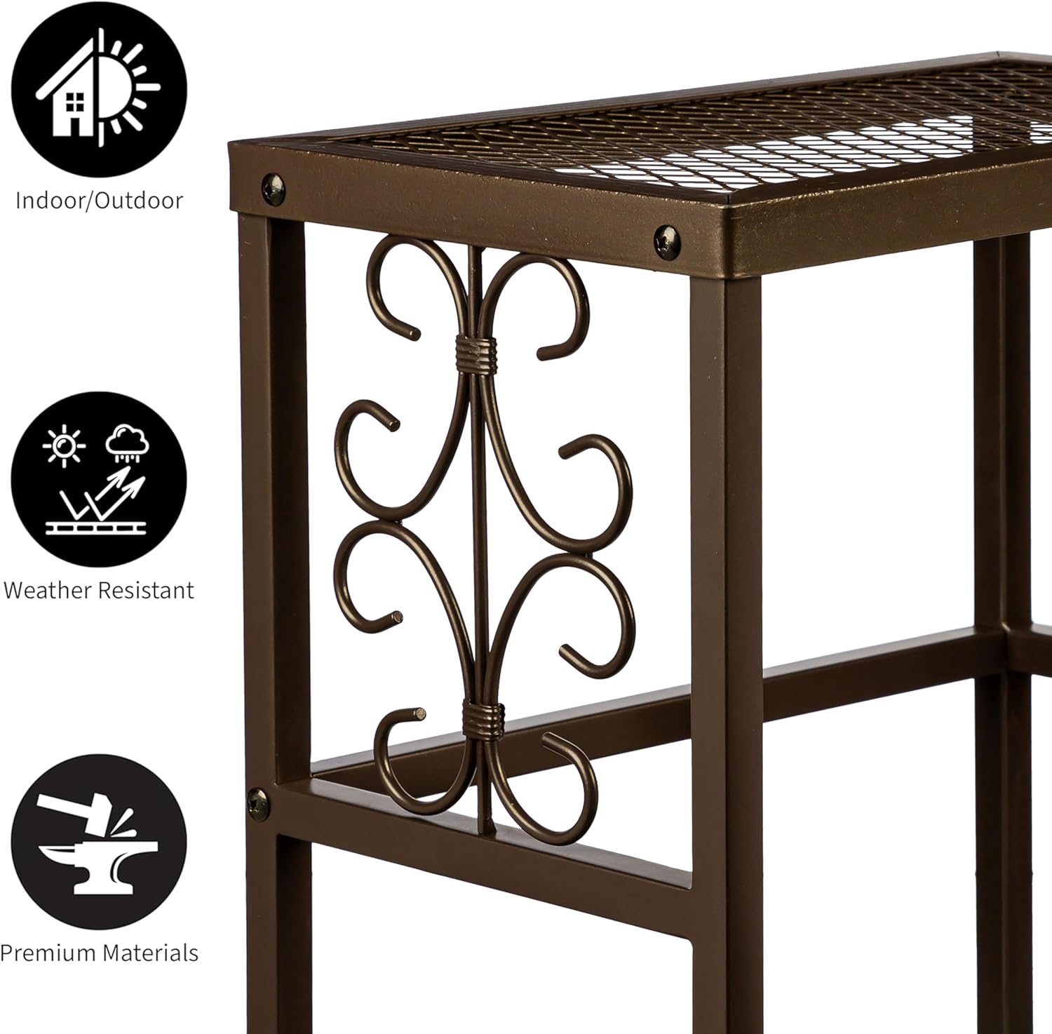 Evergreen Garden Nesting Plant Stands Indoor/Outdoor, Metal Plant Stand for Patio, Porch, Garden, Corner Plant Stands for Indoor Plants (Montebello, Set of 4)