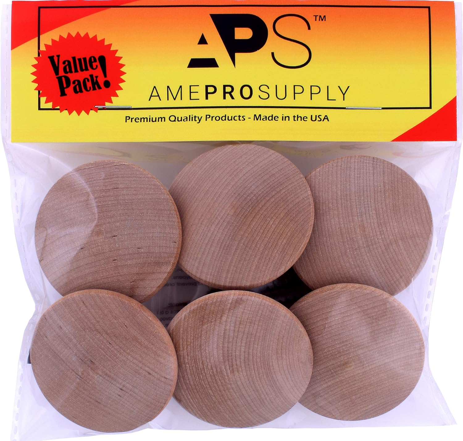 Wood Knobs Extra Large 2 inch Big Wooden Knob for Bifold Doors, Closet Door, Furniture Dresser Pulls with Screws (6 Piece)