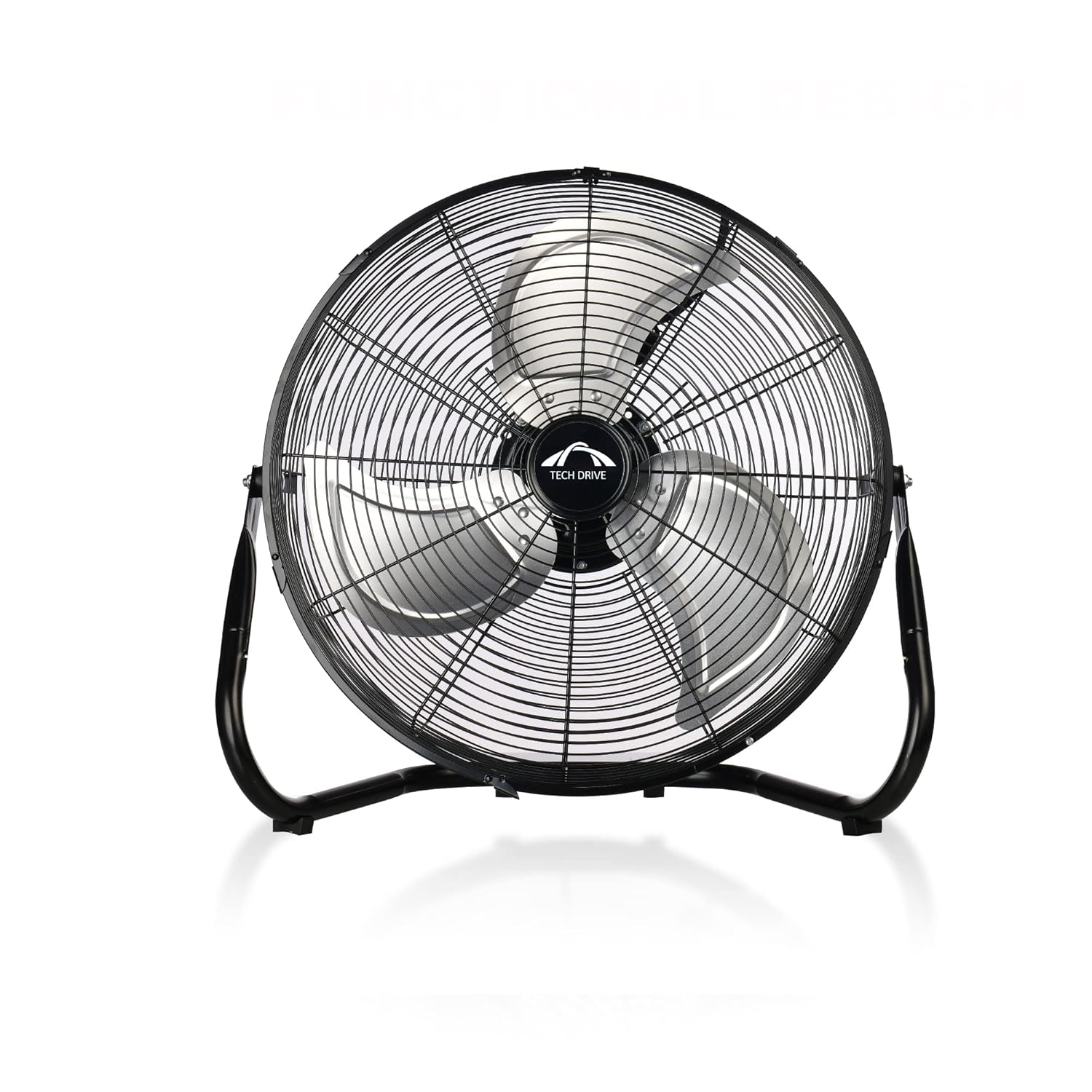 Tech Drive High Velocity Floor Fan,12 inch Heavy Duty Metal Industrial Fans,3 Powerful Speed,360° Adjustable Tilting and All Metal Construction, Black