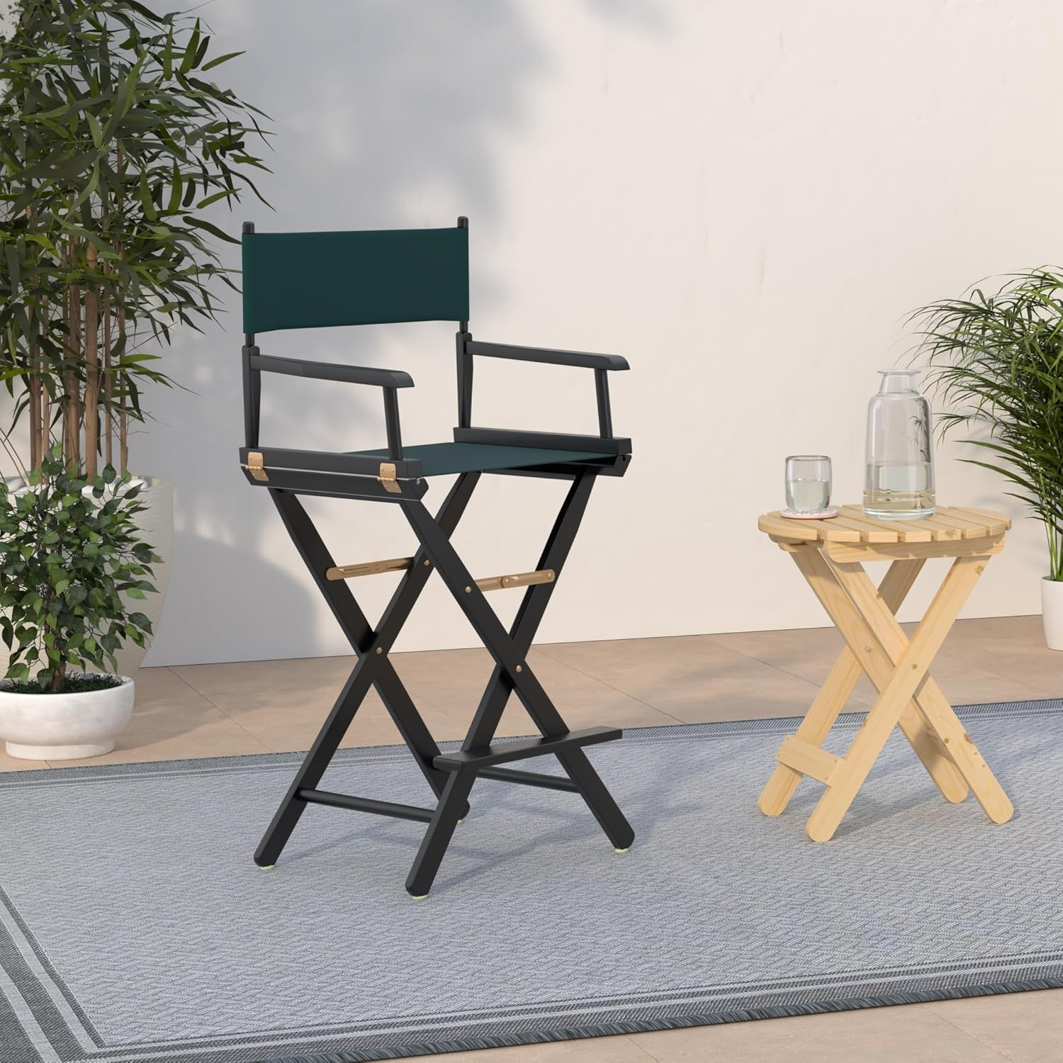 Casual Home 30" Director's Chair Black Frame-with Hunter Green Canvas, Bar Height