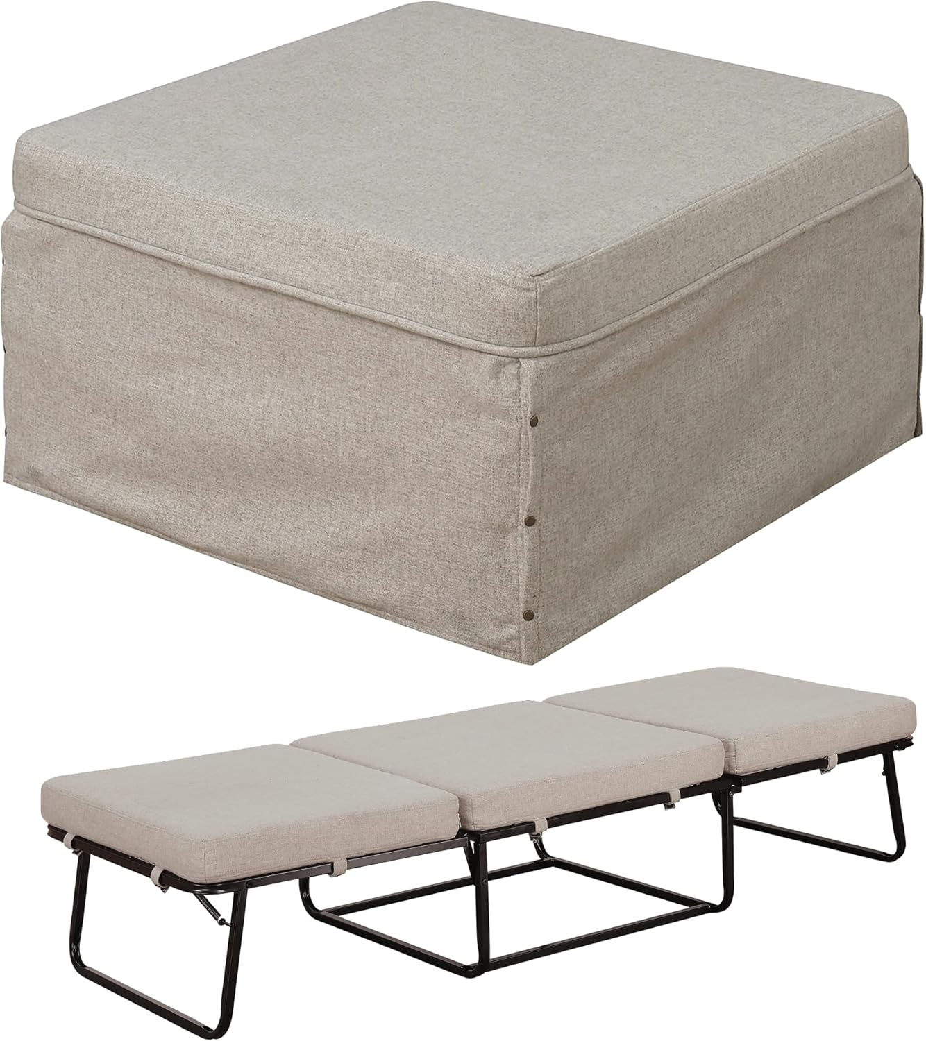 Convenience Concepts Designs4Comfort Folding Bed Ottoman, Soft Beige Fabric