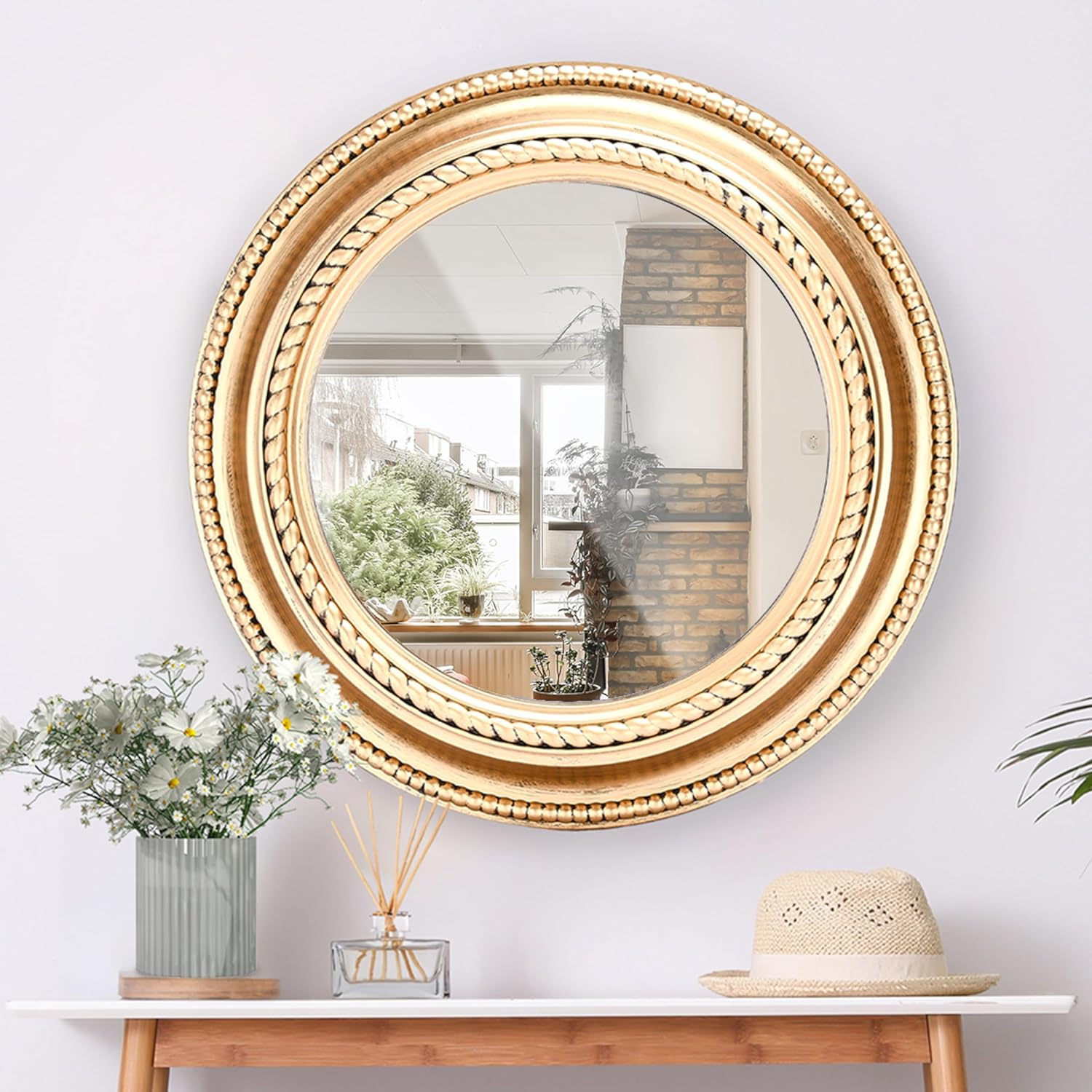 Hamilton Hills 24" Bronze Circle Deep Set Metal Round Frame Mirror Contemporary