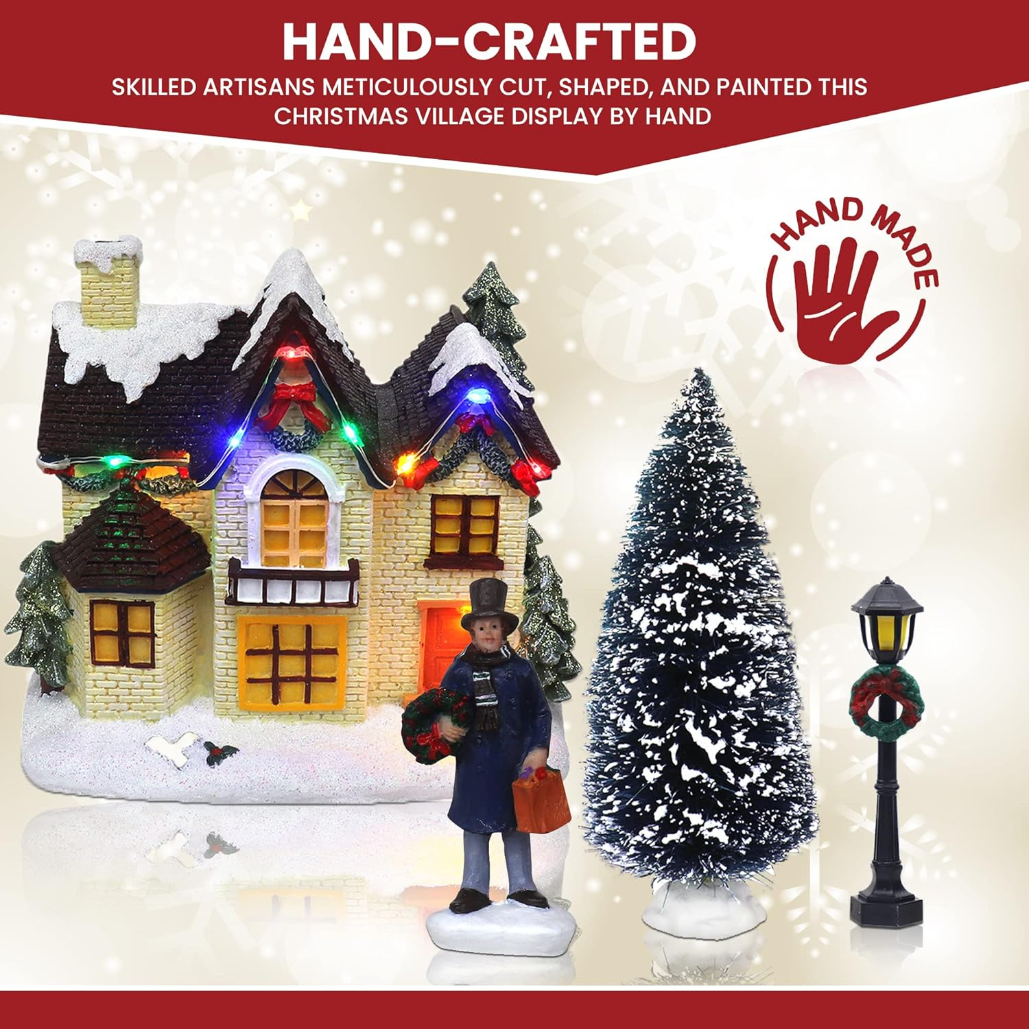 TOP TREASURES Christmas Village Set 6" Christmas Occasion Resin Figurines, Set of 30