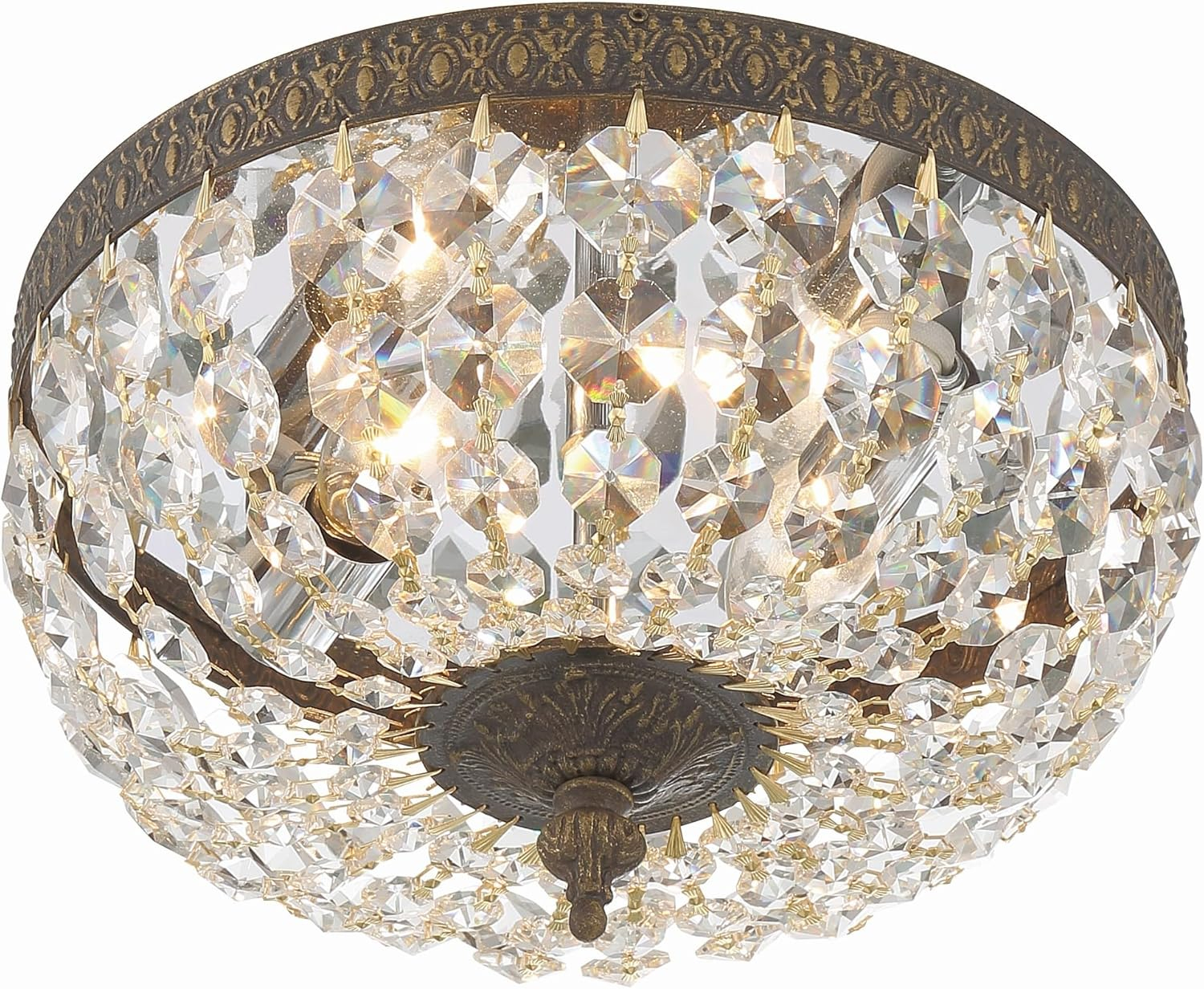 Crystorama 2 Light Clear Italian Crystal English Bronze Flush Mount