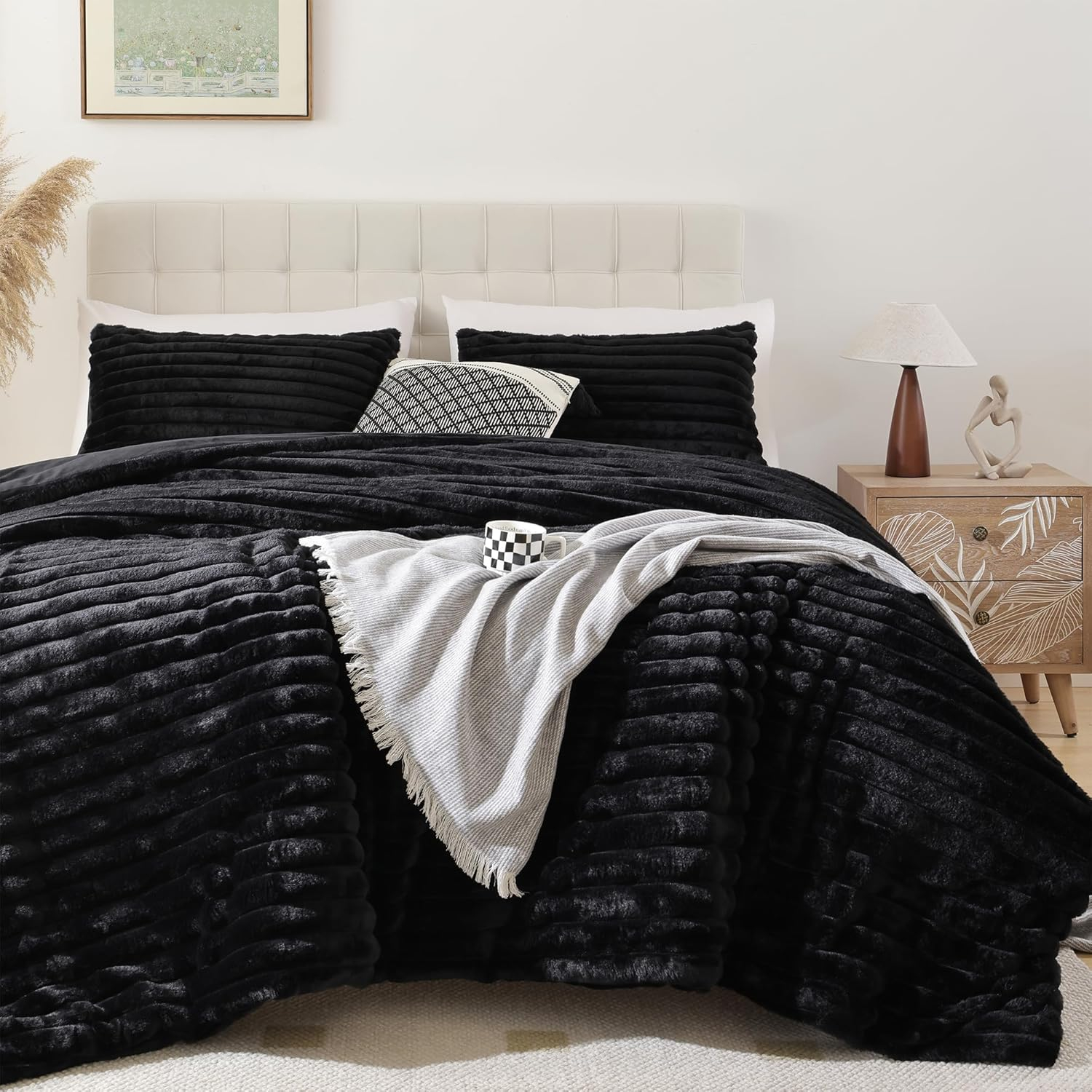 Smoofy Fluffy Twin Comforter Sets 2 Pieces - Sage Green Fleece Fluffy Comforter Set, Luxury Fuzzy Twin Bedding Set, Soft Twin Size Comforter All Season, Heavy Faux Fur Comforter with Pillow Cases