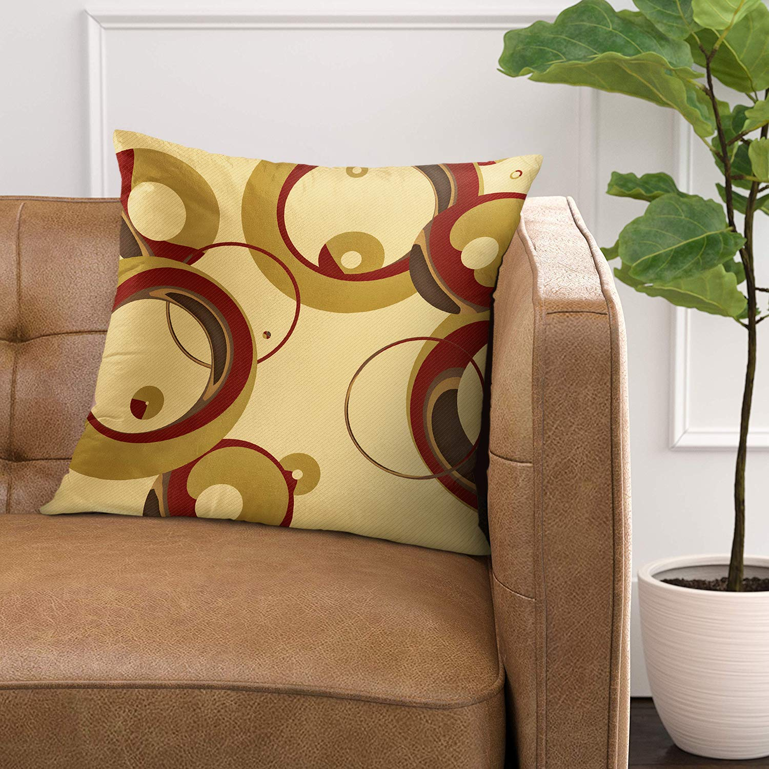 Emvency Throw Pillow Cover Colorful Circle Modern Bubbles Tan Circles Decorative Pillow Case Home Decor Square 18 x 18 Inch Pillowcase