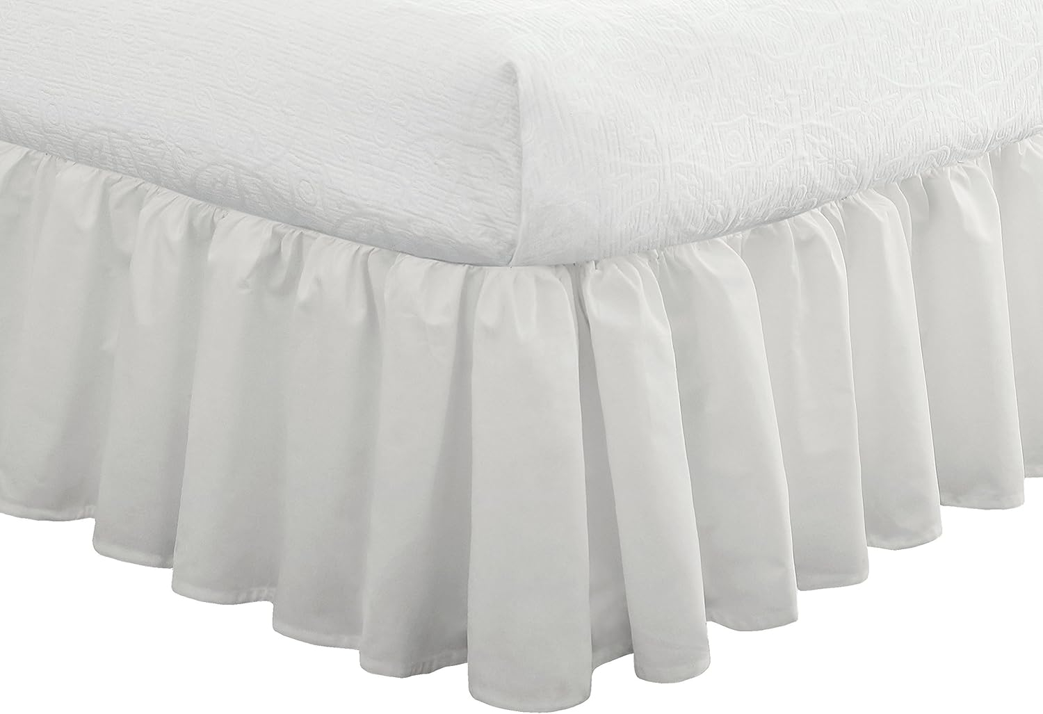 Fresh Ideas Traditiol White Ruffled Cotton Bed Skirt, California King