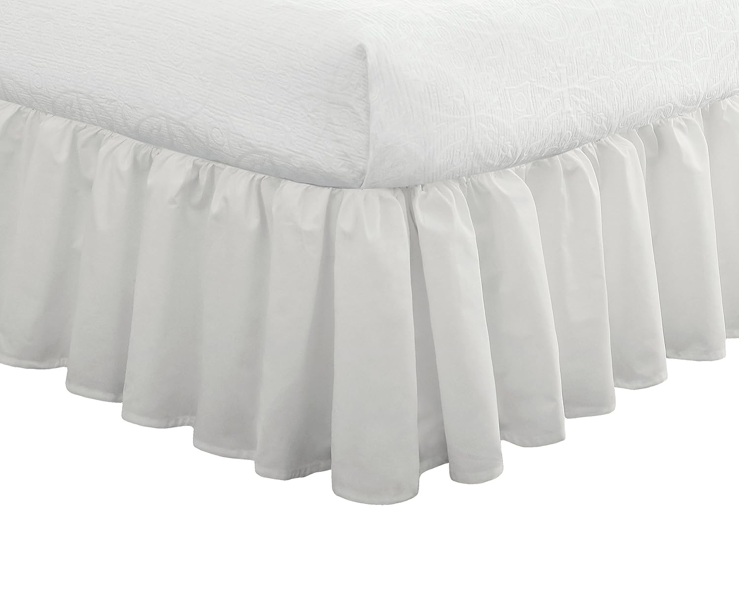 Fresh Ideas Traditiol White Ruffled Cotton Bed Skirt, California King