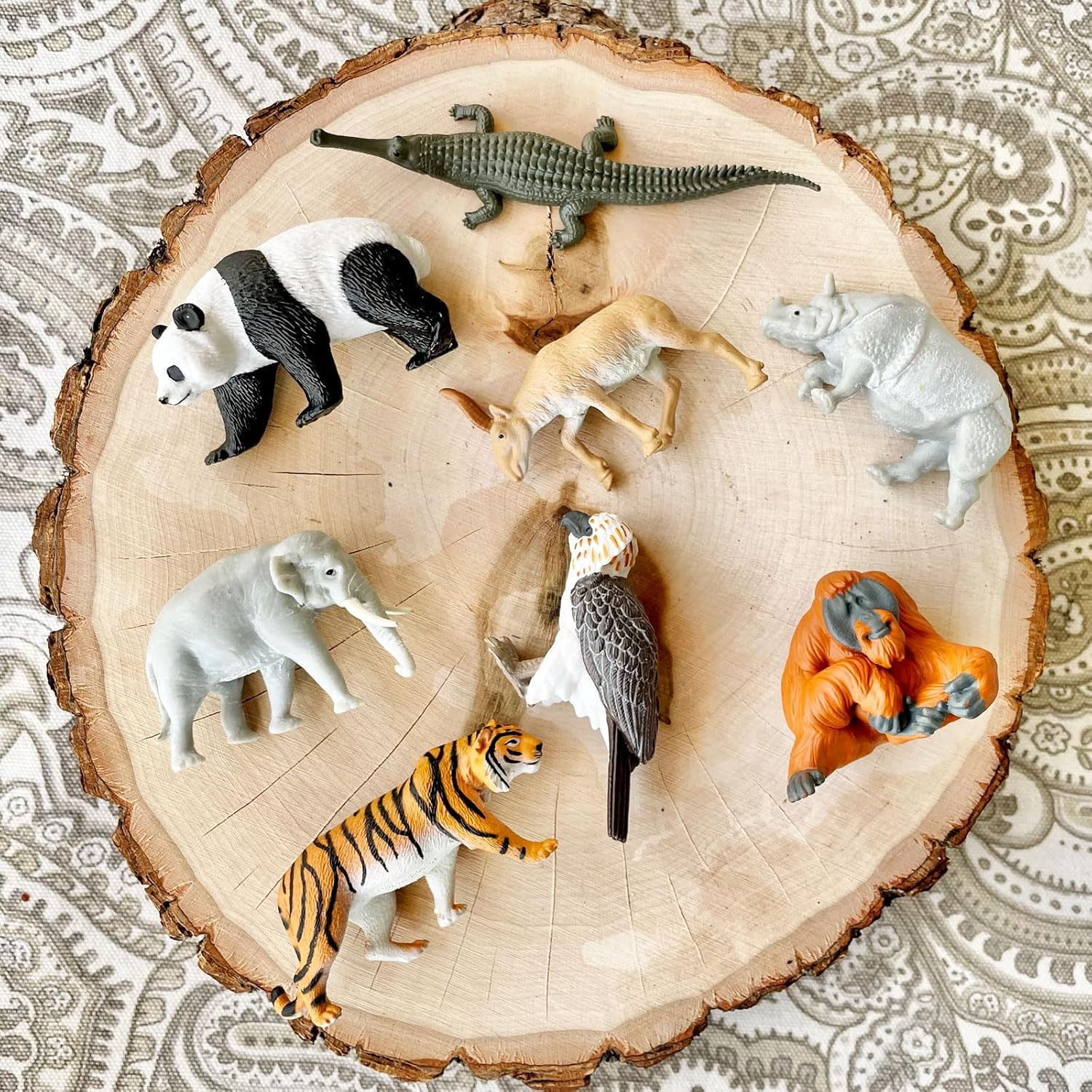 Safari Ltd. Asian Animals TOOB - Set of 8 Mini Figurines - Asian Elephant, Indian Rhino, Orangutan, Panda Bear, Tiger, Antelope, Philippine Eagle, and Gavial - Toys for Boys, Girls & Kids Ages 3+