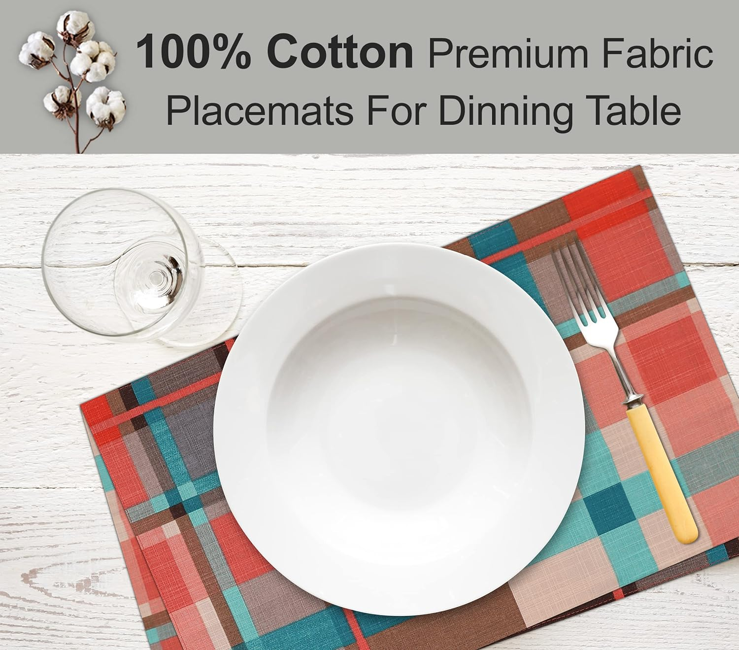 Ruvanti Placemats 100% Cotton 13x19 inch, Dining Table Placemats Set of 6, Modern Place Mats for Dining Table Décor, Kitchen & Table Linens, Coffee Mat for Christmas Dinners – Likely