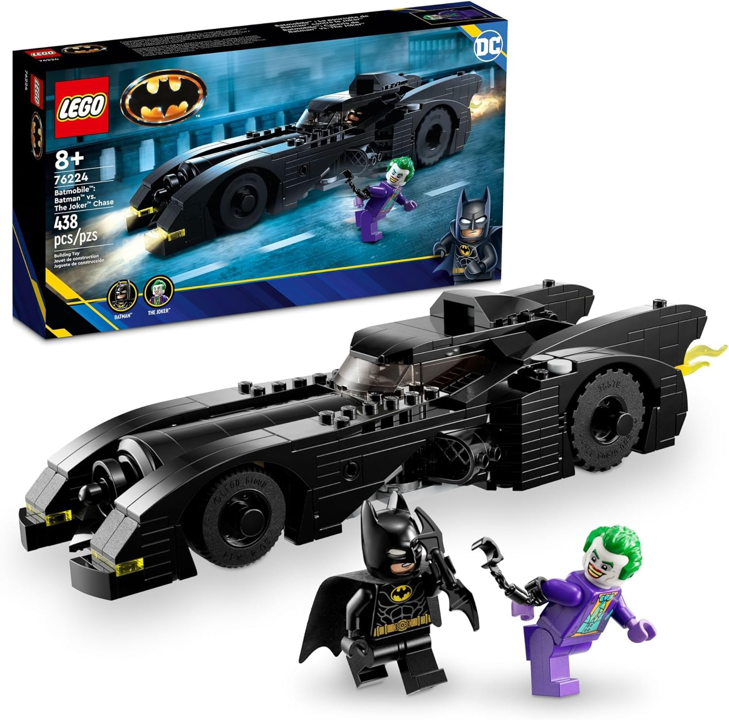LEGO DC Batmobile: Batman vs. The Joker Chase 76224 Building Toy Set, this DC Super Hero Toy Features Batman's Iconic Vehicle with Weapons and a Minifigure Compatible Cockpit, DC Gift for 8 Year Olds