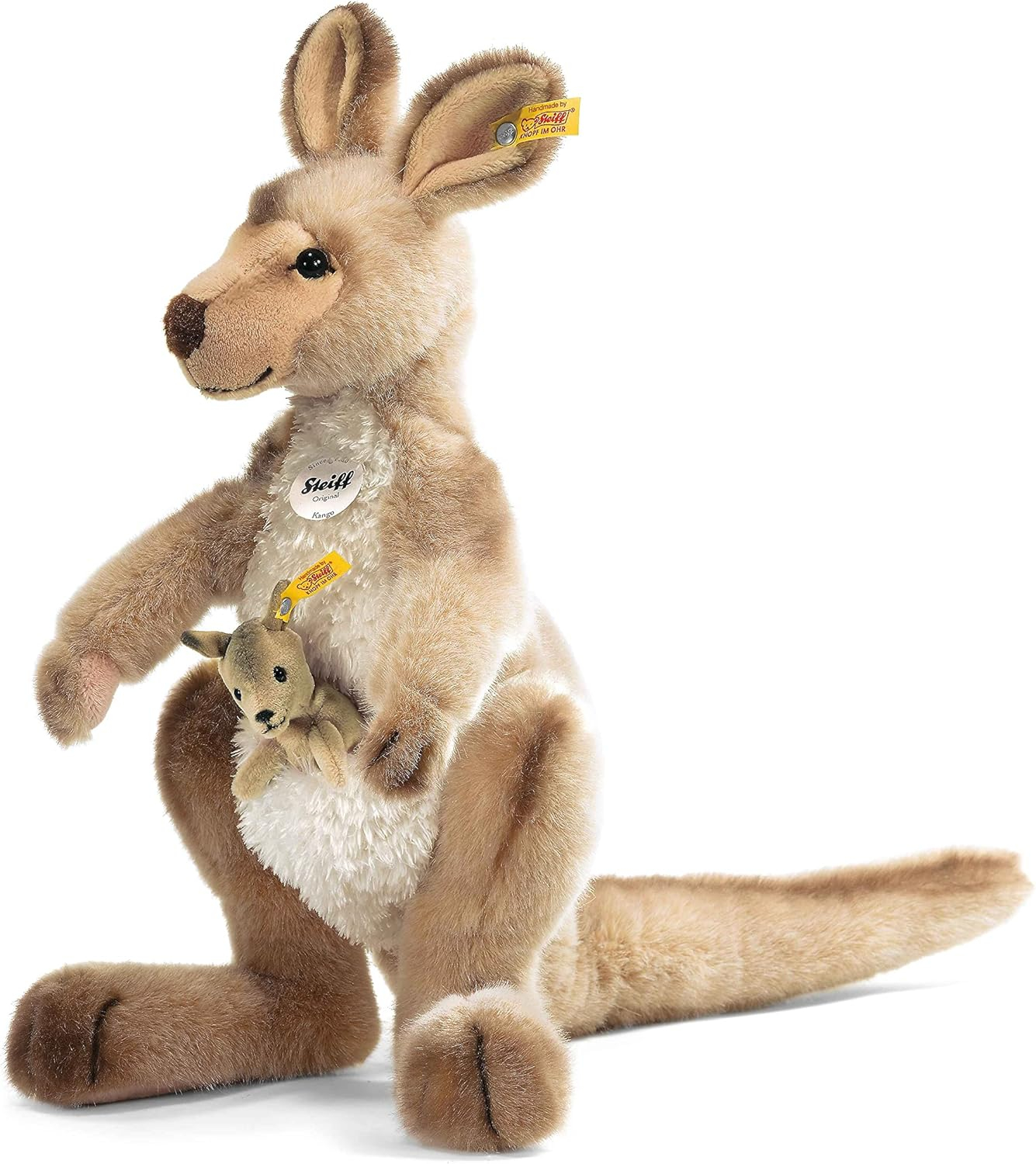 Steiff 064623 Kango Kangaroo Plush Animal Toy, Beige Tipped 16 inches