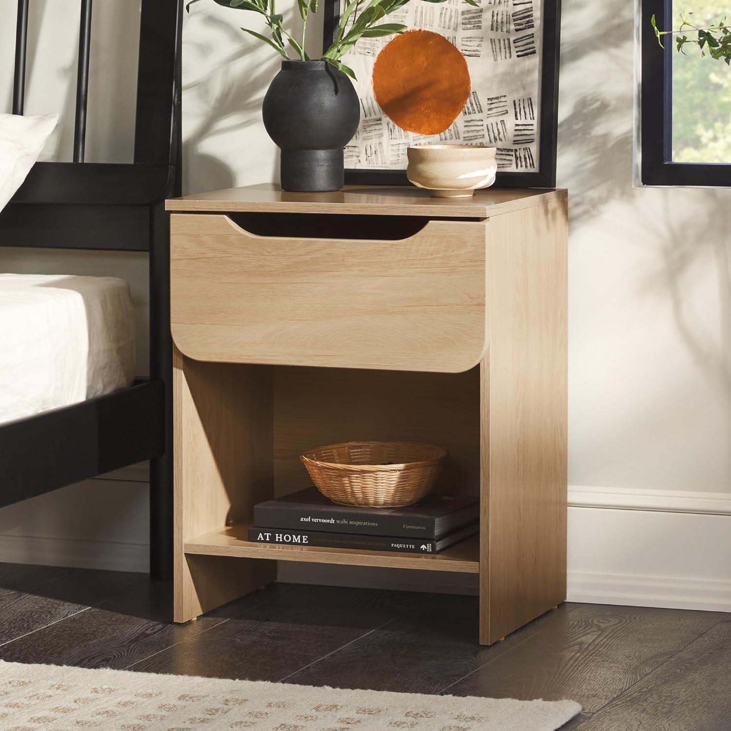 Walker Edison Modern Scandi 1-Drawer Nightstand, Riviera