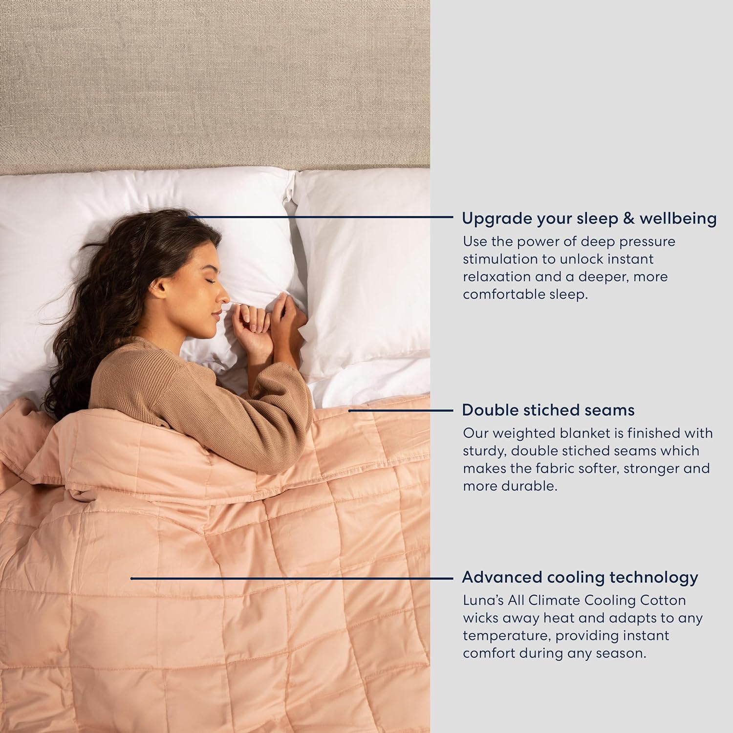 Luna Luxe Cotton Weighted Blankets for Kids & Adults - 100% Oeko-Tex Cotton Weighted Blanket - Soft, Comfortable, & Breathable Travel Blanket - All-Season, Winter Premium Gift Ideas