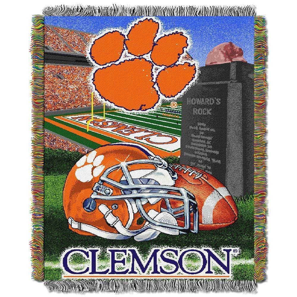 Clemson Tigers Orange and Green Woven Tapestry Throw Blanket