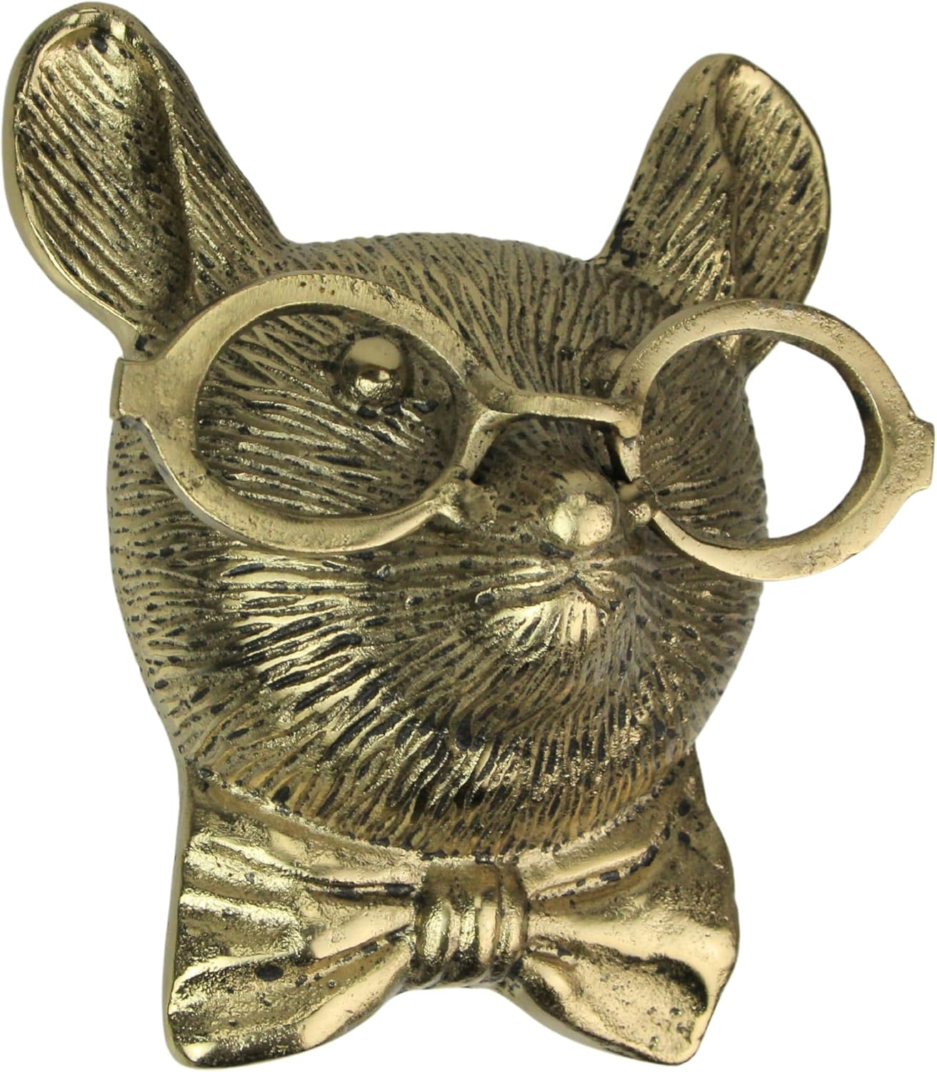 Things2Die4 Gold Mouse Head Wall Hanging with Spectacles – Quirky Cast Aluminum Wall Decor - Gold