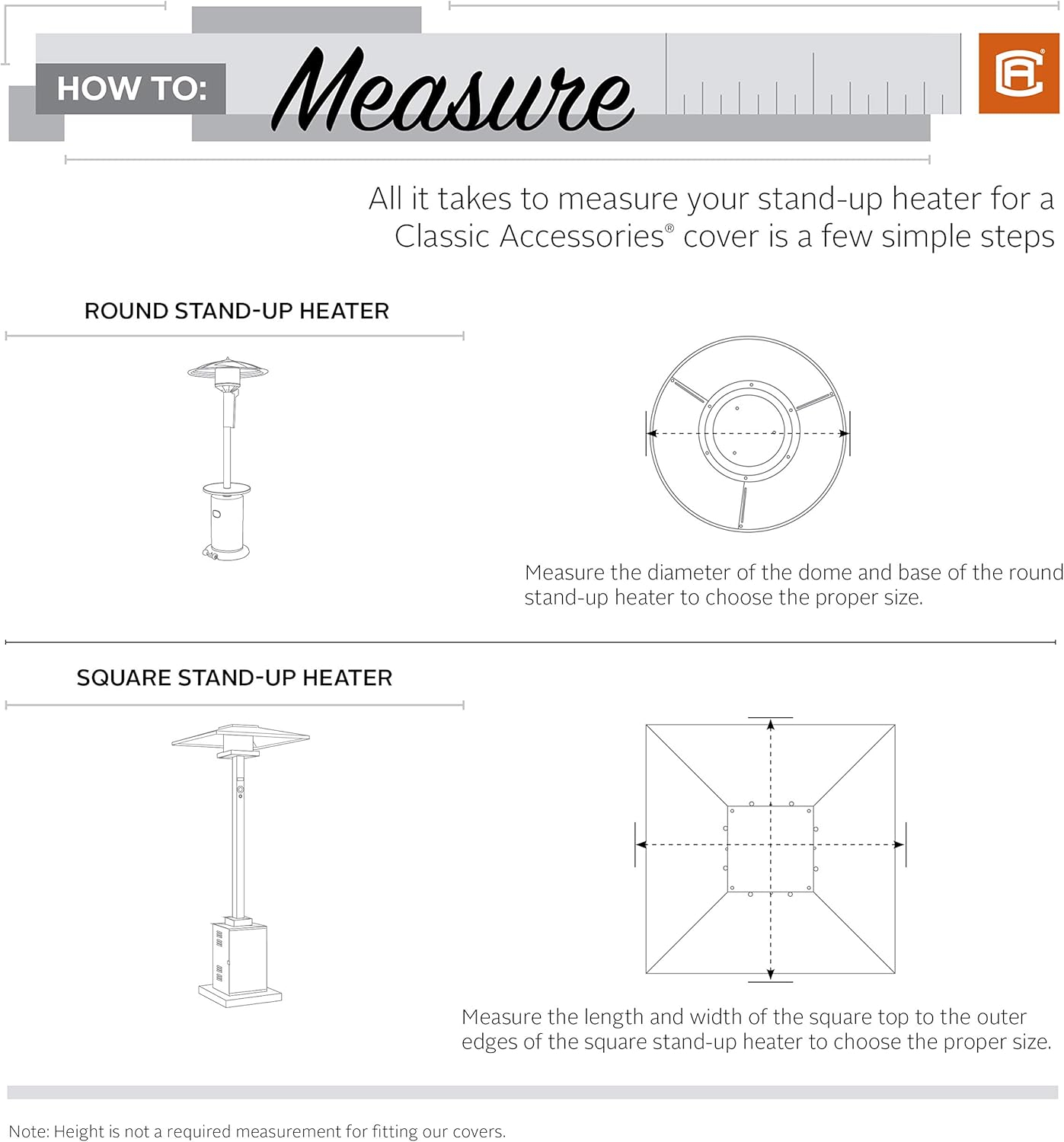 Classic Accessories Terrazzo Stand-Up Heater Patio Storage Cover, fits up to 95"H x 34" dia dome x 18.5" dia base