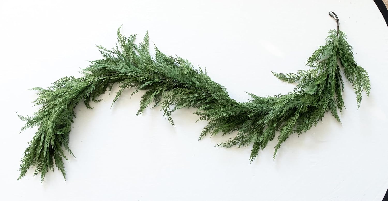 72" Faux Cedar Christmas Garland - Realistic, Extra Full Cedar for Mantle & Stairs