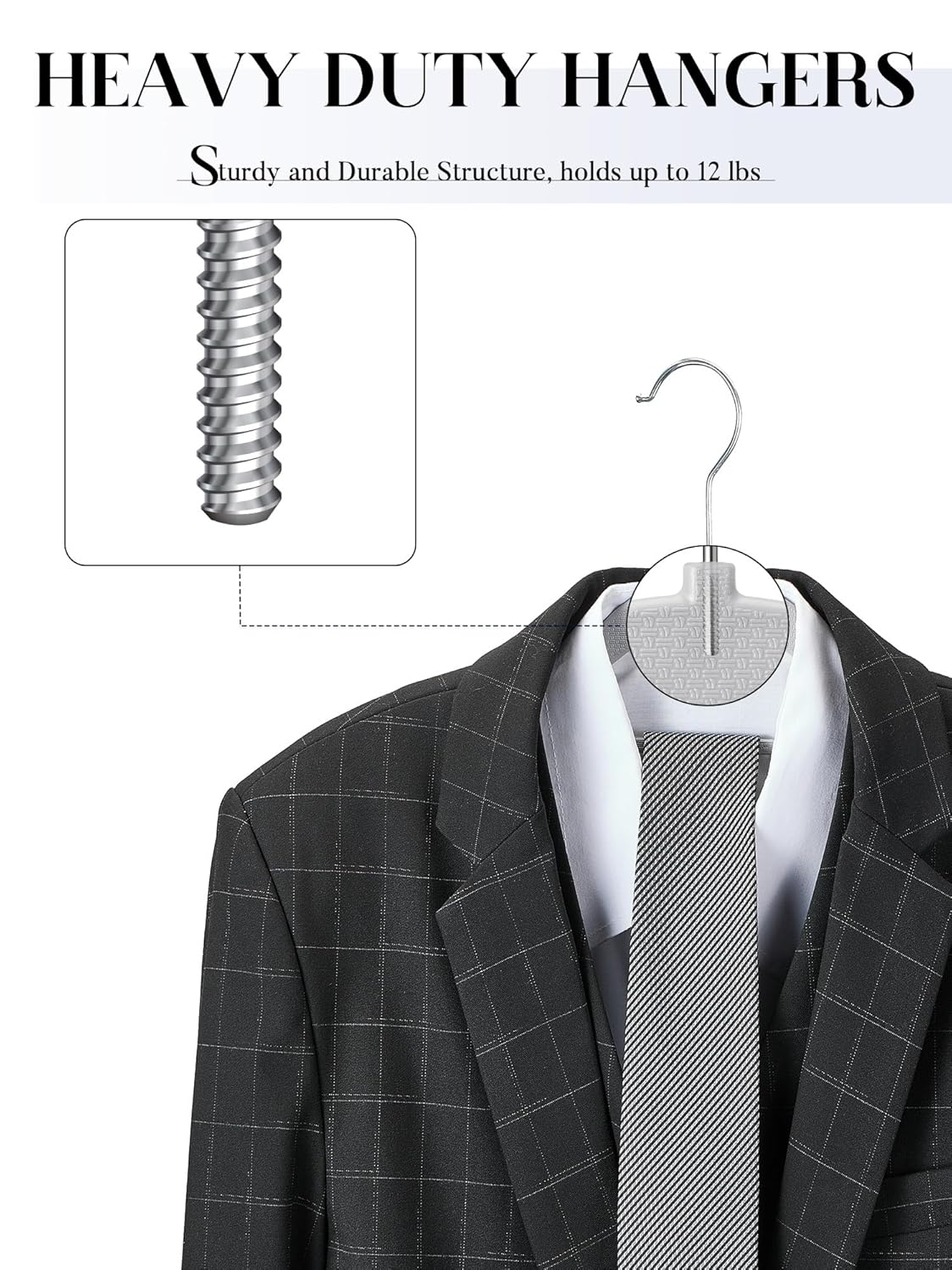 House Day 16.3" Gray Heavy Duty Plastic Hangers, 50 Pack