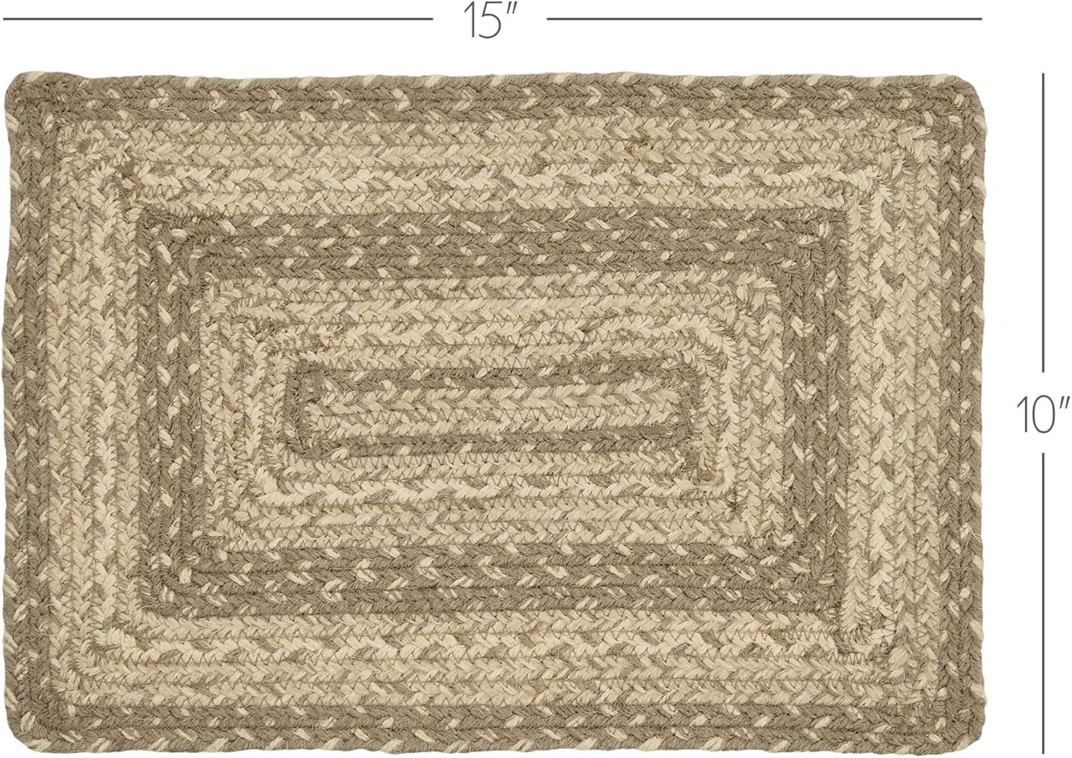VHC Brands Farmhouse Cobblestone Table Placemat, Tan Grey White, Jute Blend, Rectangle, 10x15 Inches